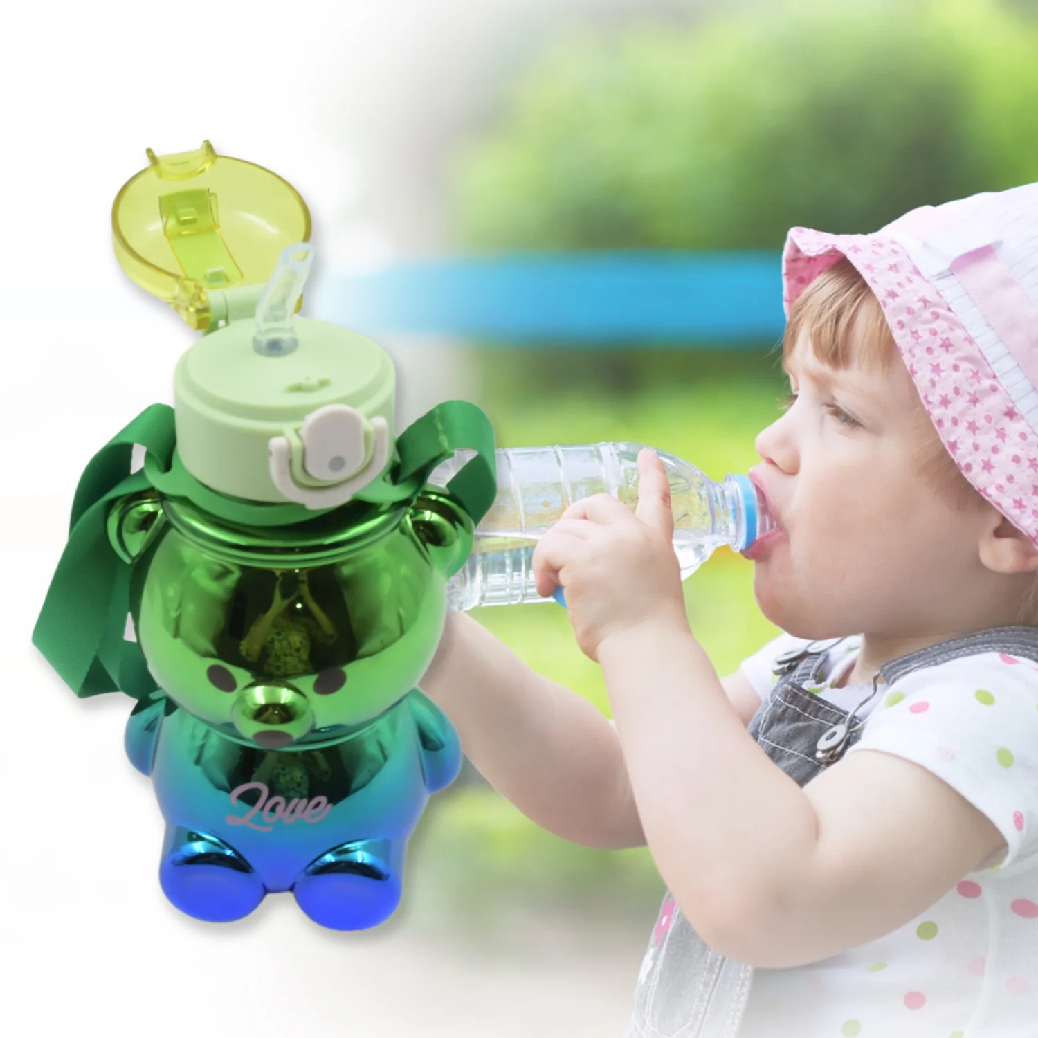Cute Plastic Water Bottle with Strap & Stickers  Kids School Bottle (1 Pc) - Image 5