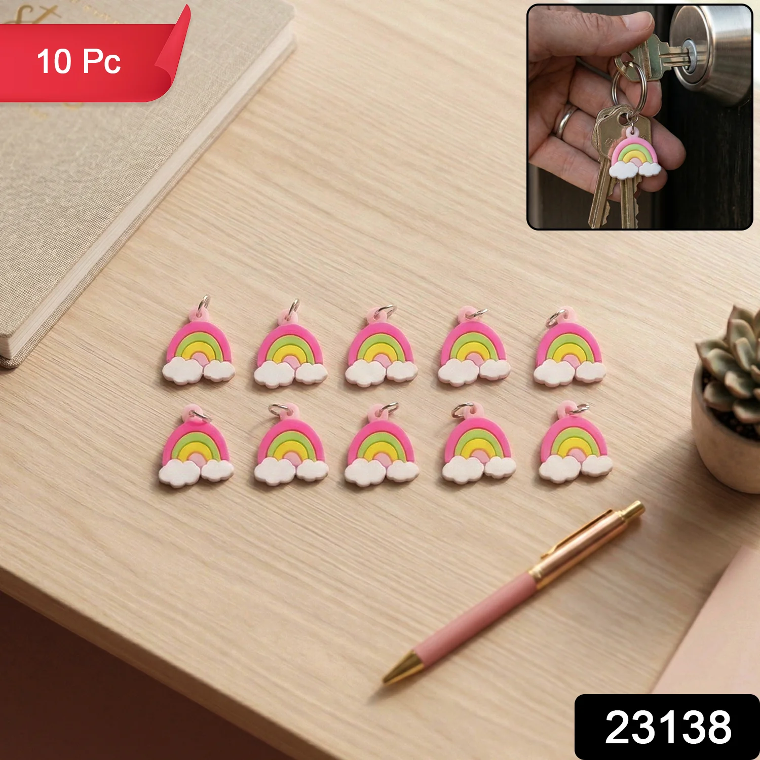 Cute Rainbow Cloud Bag Charm Keychain Set (10 Pc) - Image 2
