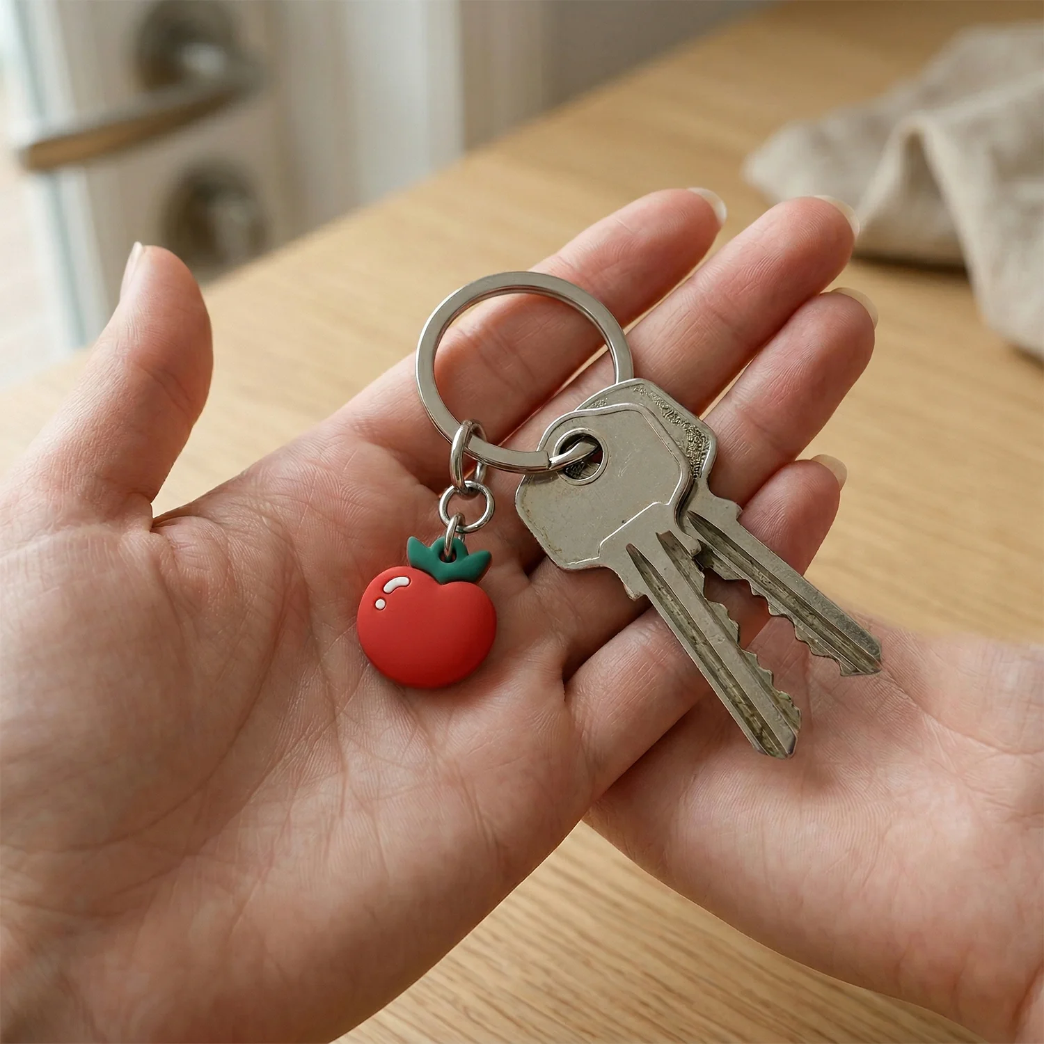 Cute Red Apple Shape Bag Charm Keychain Set (10 Pc) - Image 5