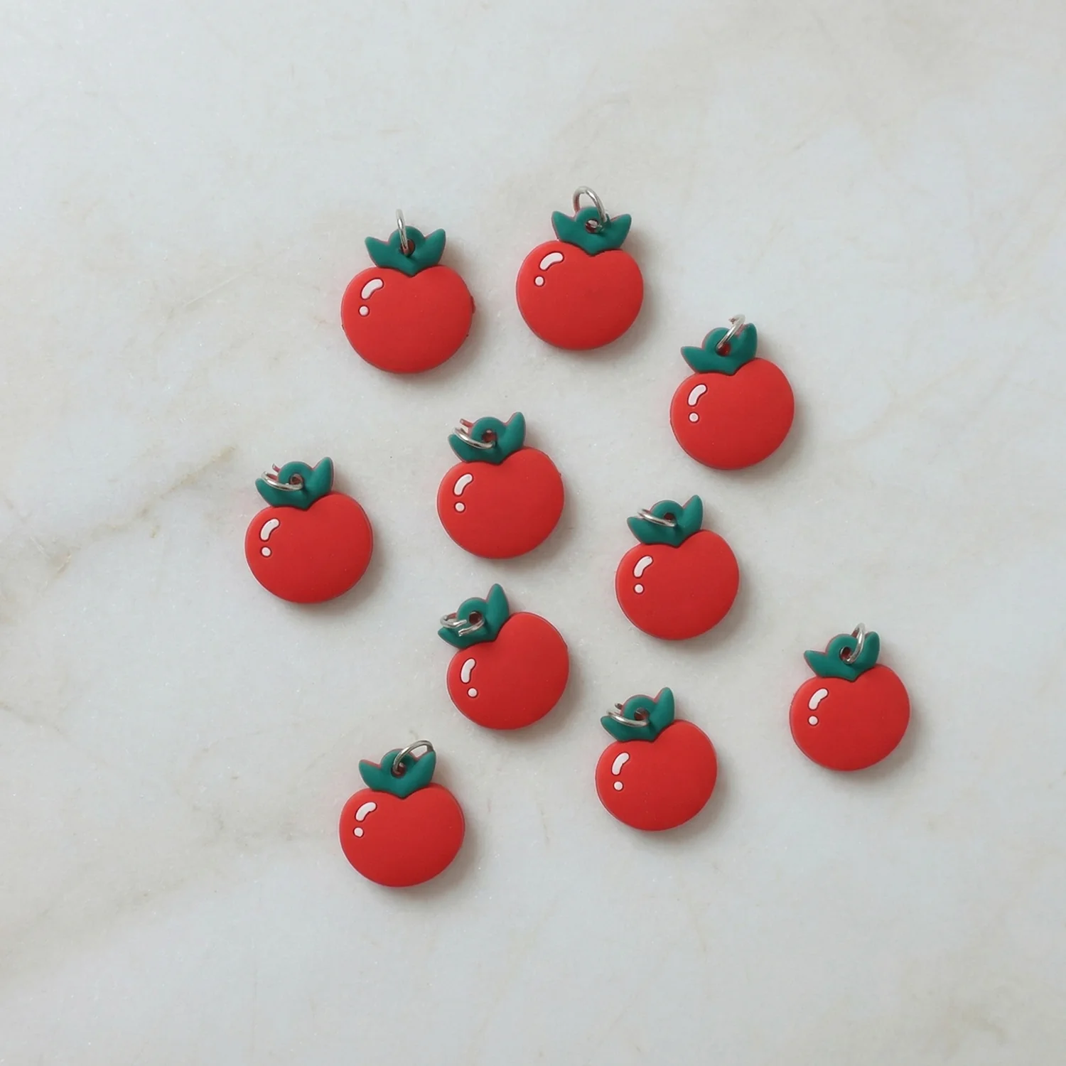 Cute Red Apple Shape Bag Charm Keychain Set (10 Pc) - Image 6
