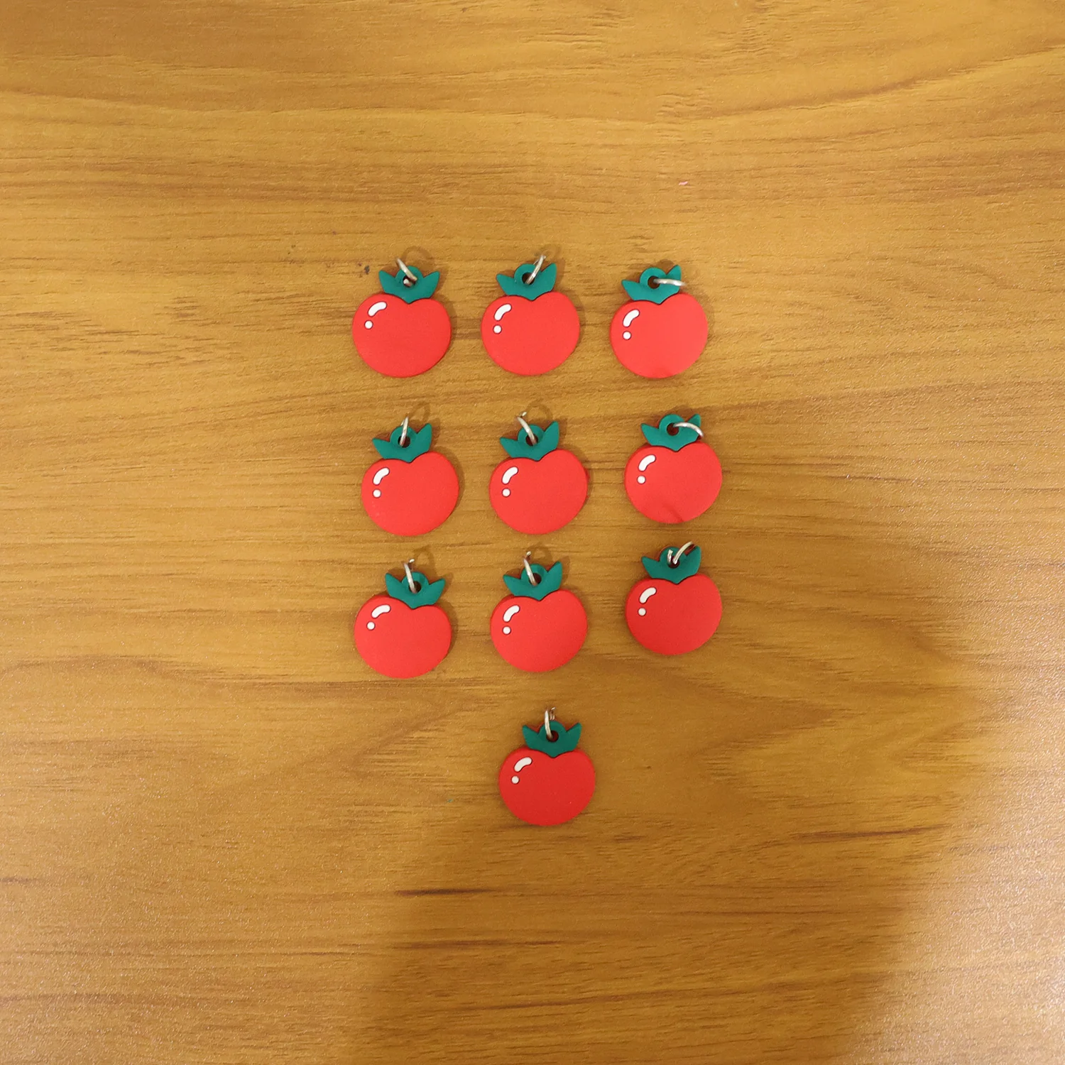 Cute Red Apple Shape Bag Charm Keychain Set (10 Pc) - Image 7