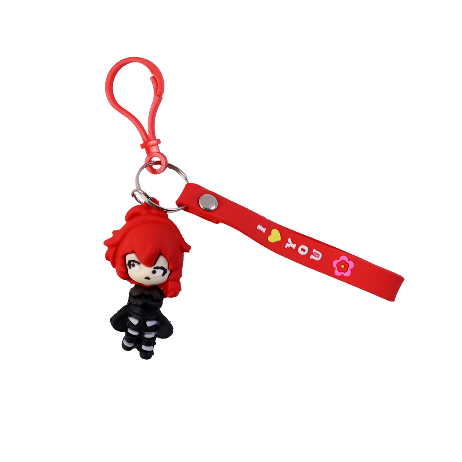 Cute Red Hair Cartoon Girl Silicone Keychain (1 Pc) - Image 5