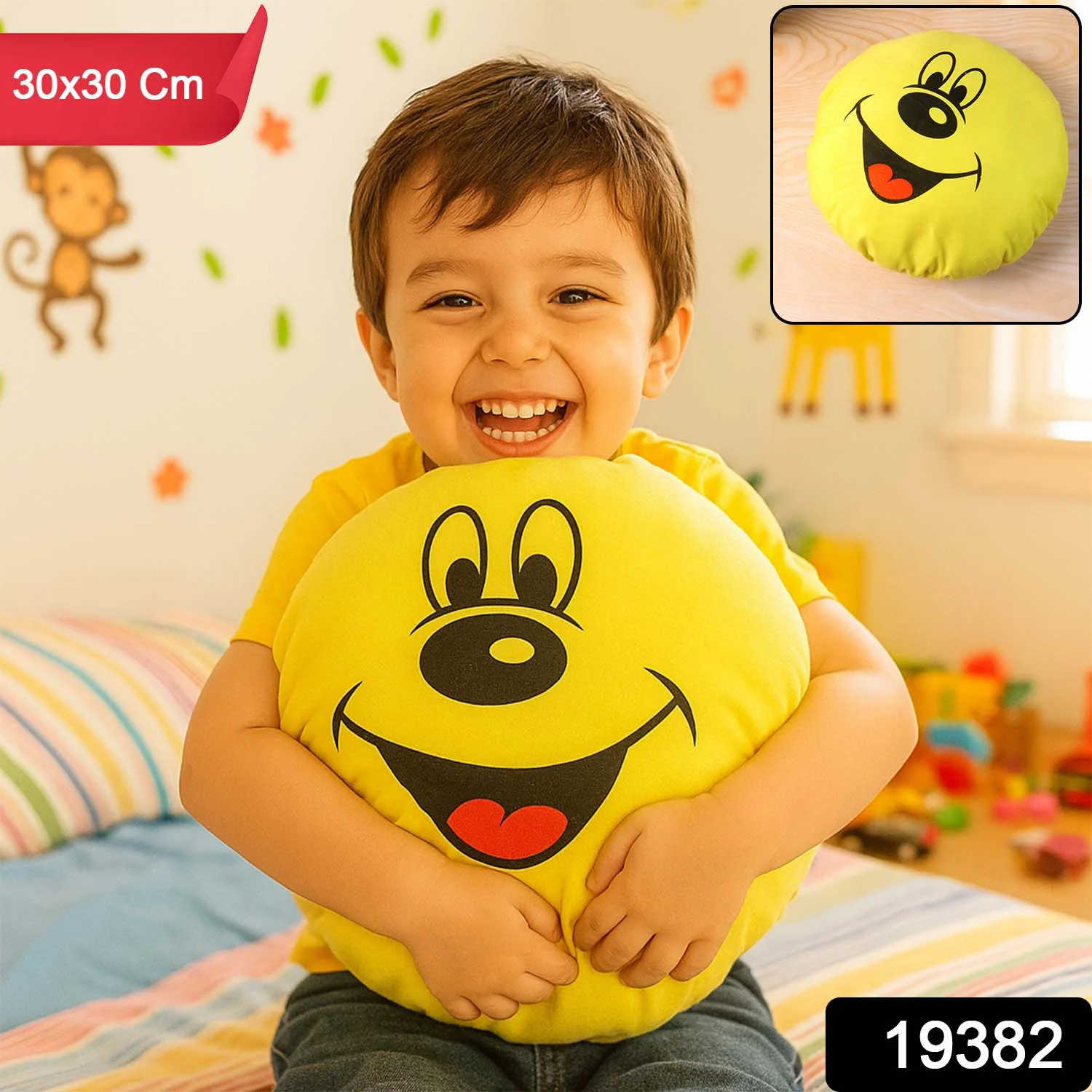 Cute Round Smiley Face Soft Pillow Cushion (30 x 30 Cm / 1 Pc) - Image 2