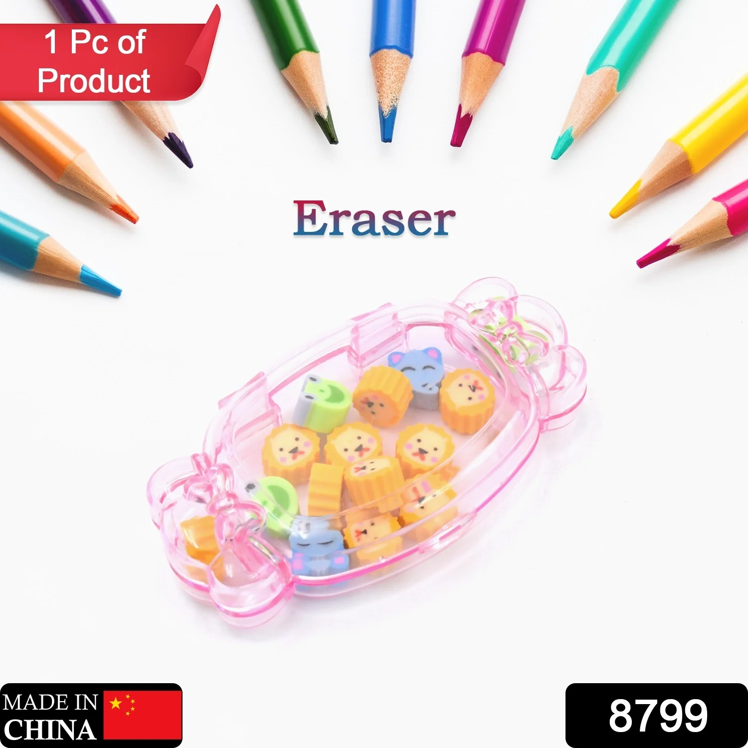 Cute School Eraser Set Cute Eraser Multi Design Rubber Erasers  (15 pc In1 Set) - Image 2