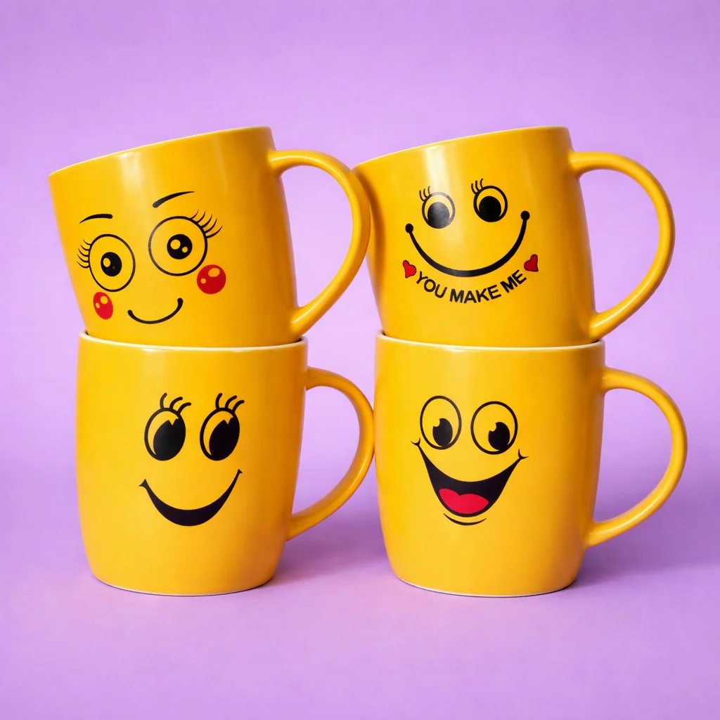 Cute Smiley Face Ceramic Coffee Mug Funny Tea Cup - Image 3