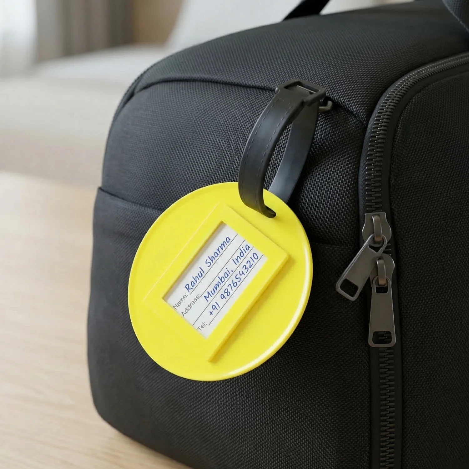 Cute Smiley Face Round Travel Identification Luggage Bag Tag (1 Pc) - Image 3