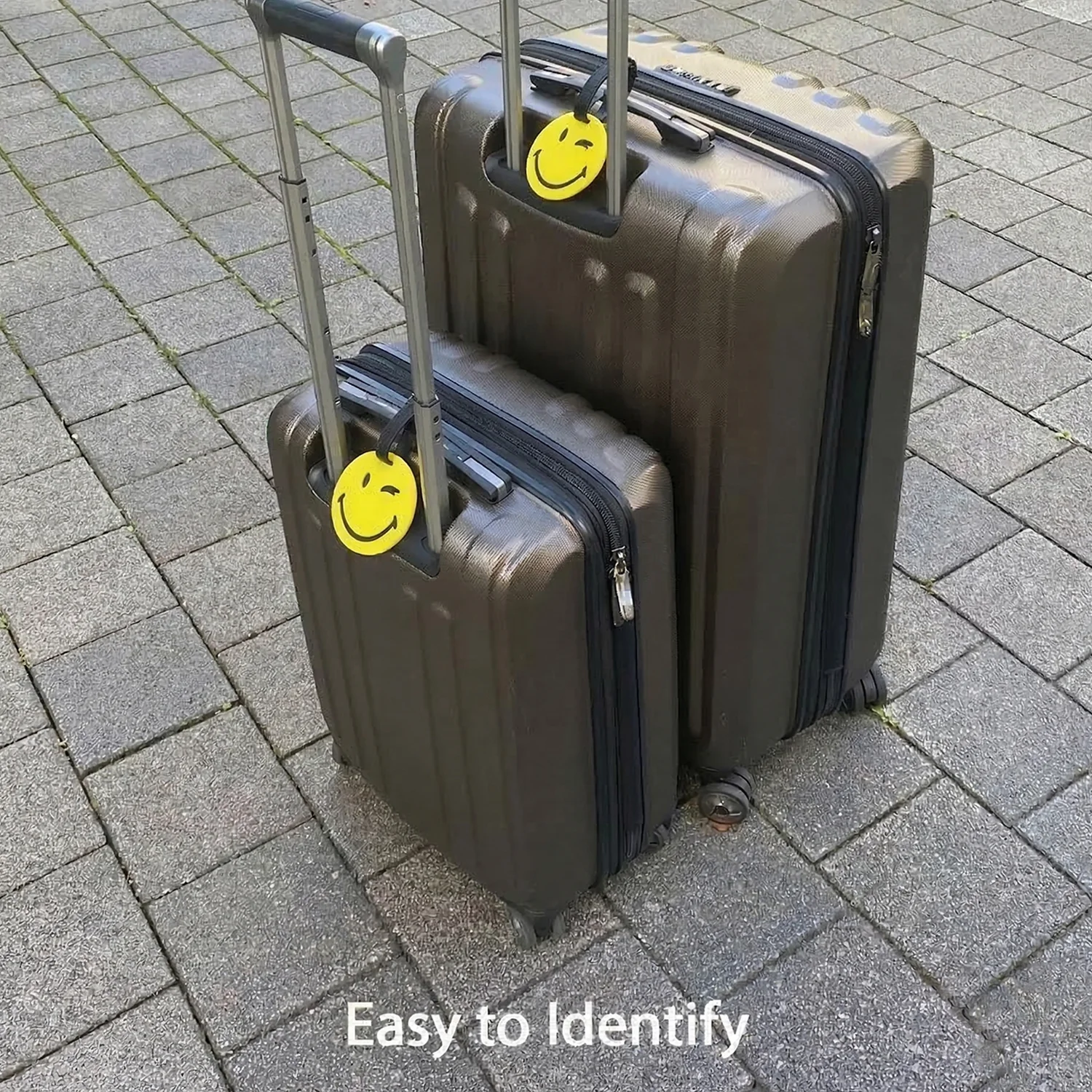 Cute Smiley Face Round Travel Identification Luggage Bag Tag (1 Pc) - Image 4