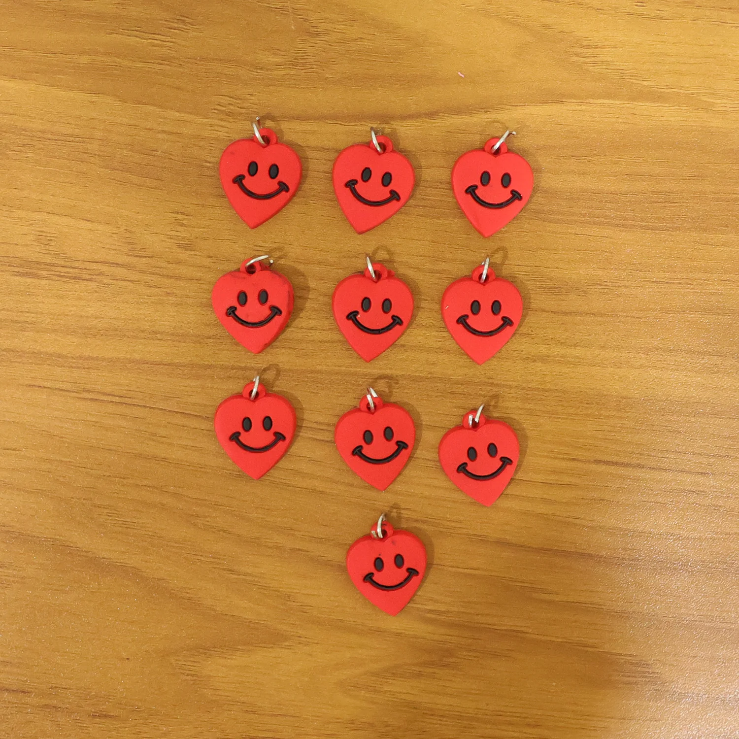 Cute Smiley Heart Shape Bag Charm Keychain Set (10 Pc) - Image 7