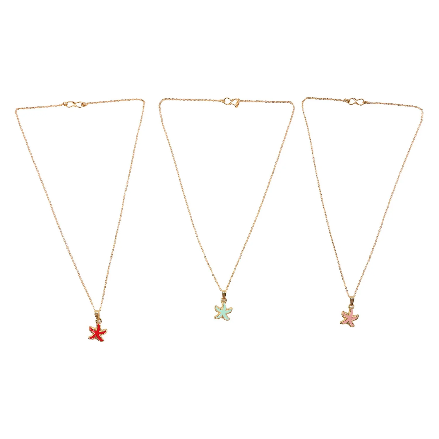 Cute Starfish Gold Pendant Necklace with Color Enamel - Image 6