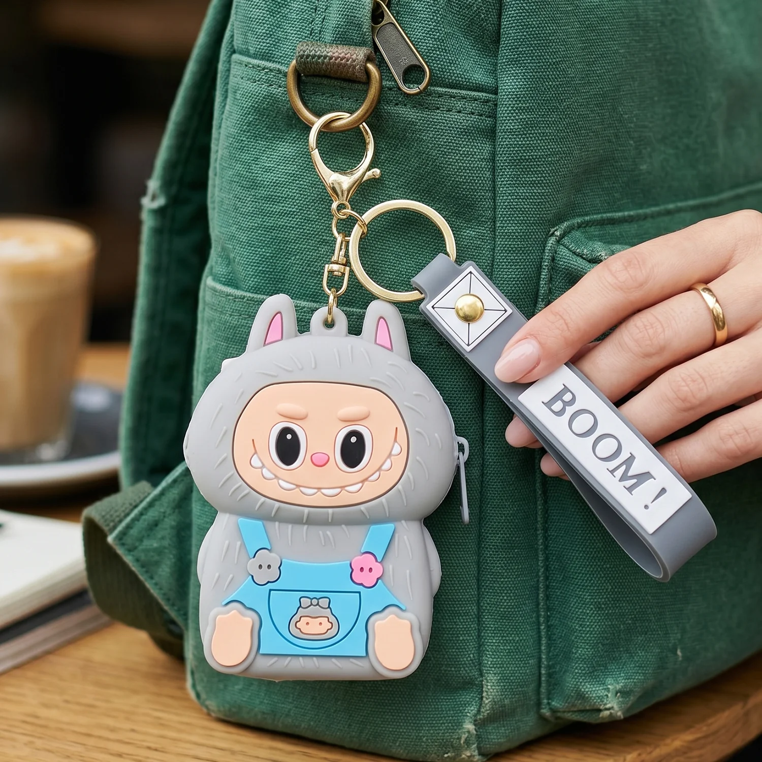 Cute Style Cartoon Silicone Mini Pouch Keychain with Strap (1 Pc) - Image 5