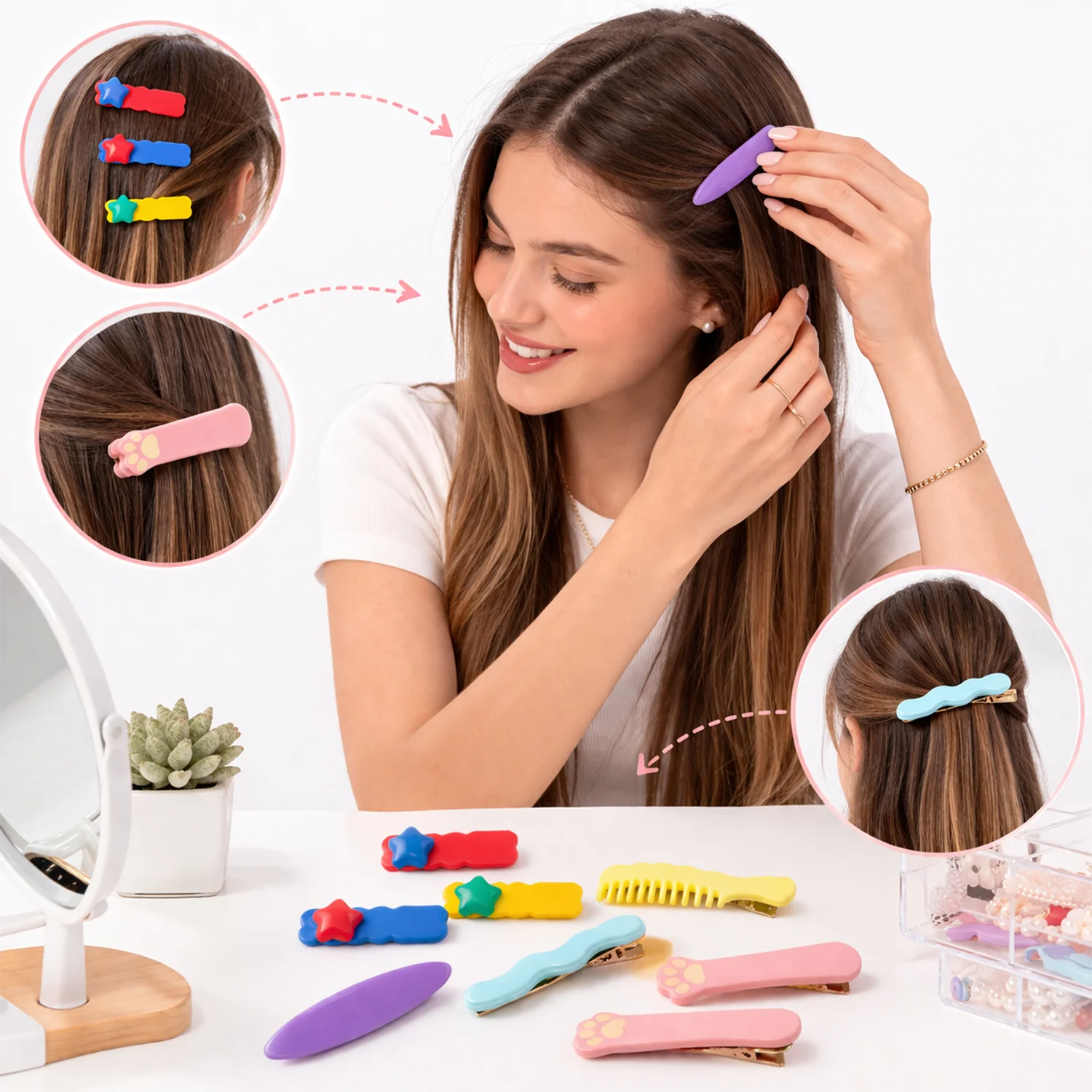 Cute Stylish Design Hair Clips Set (1 Set, Mix Design) - Image 5