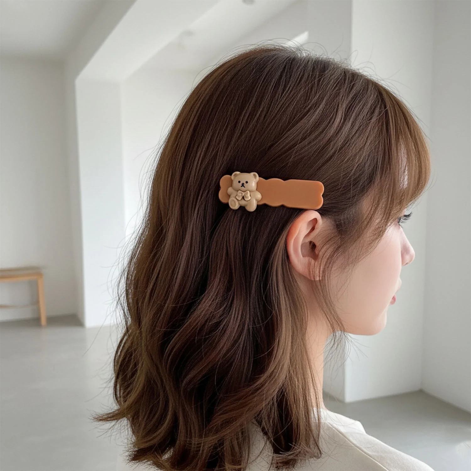 Cute Teddy Bear Decorative Snap Hair Clips Set (4 Pc) - Image 3