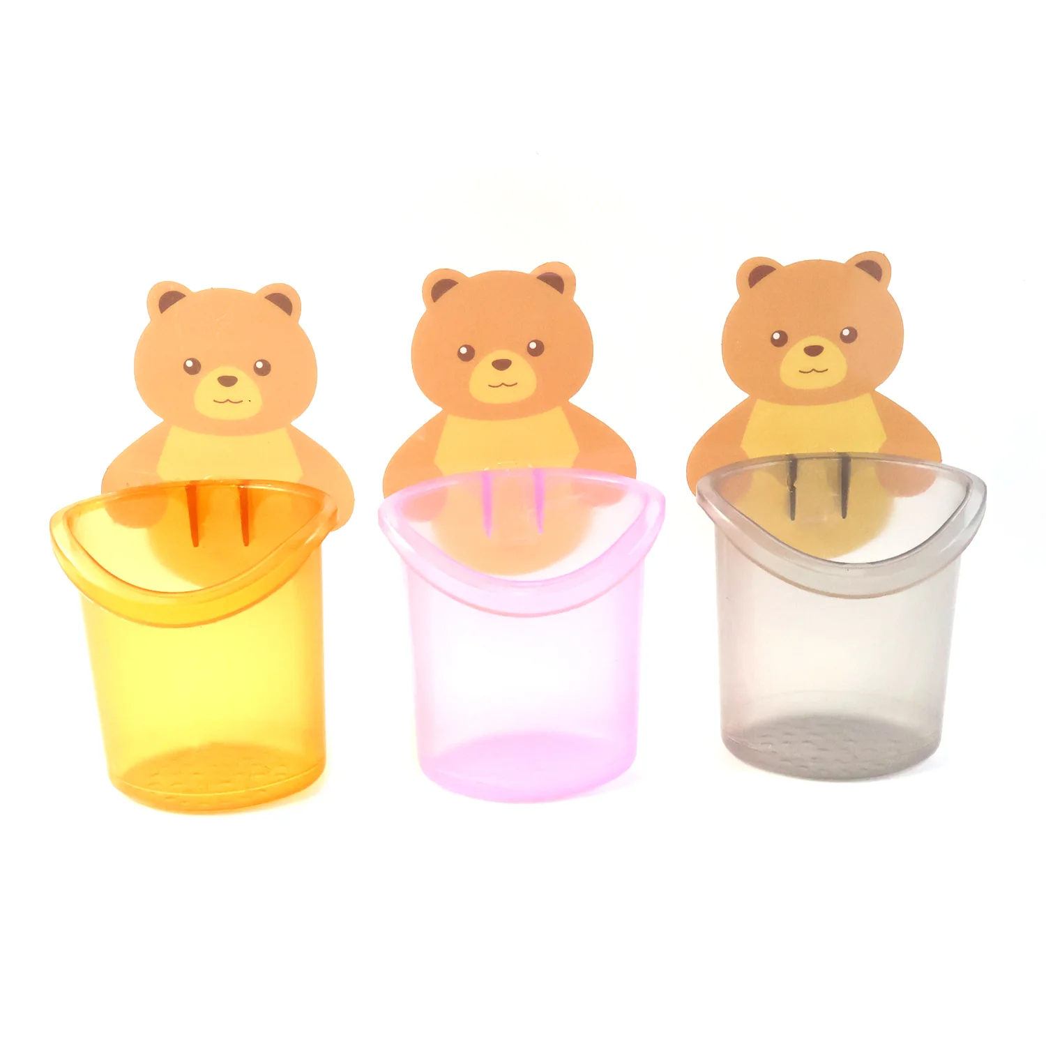 Cute Teddy Bear Toothbrush Holder for Kids (3 Pc Set) - Image 5