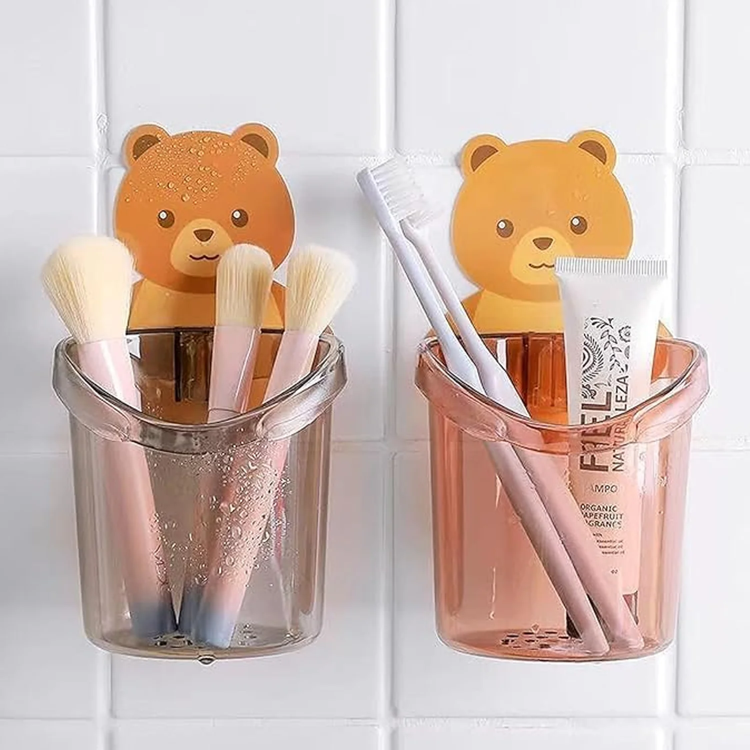 Cute Teddy Bear Toothbrush Holder for Kids (3 Pc Set) - Image 7