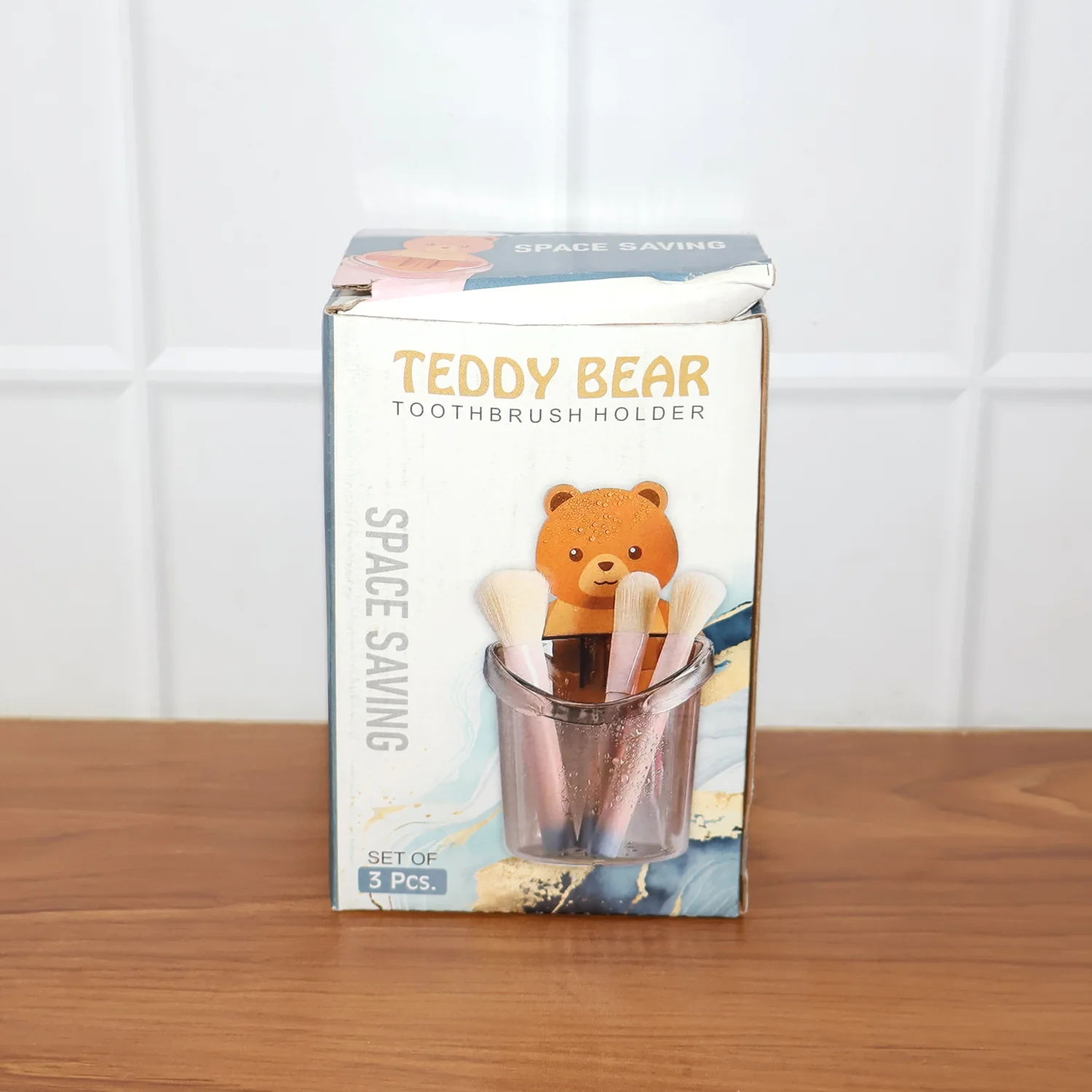Cute Teddy Bear Toothbrush Holder for Kids (3 Pc Set) - Image 9