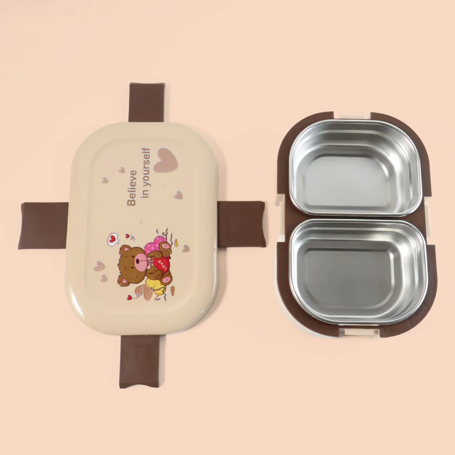 Cute Teddy Printed Kids Lunch Box (500Ml / 1 Pc) - Image 6