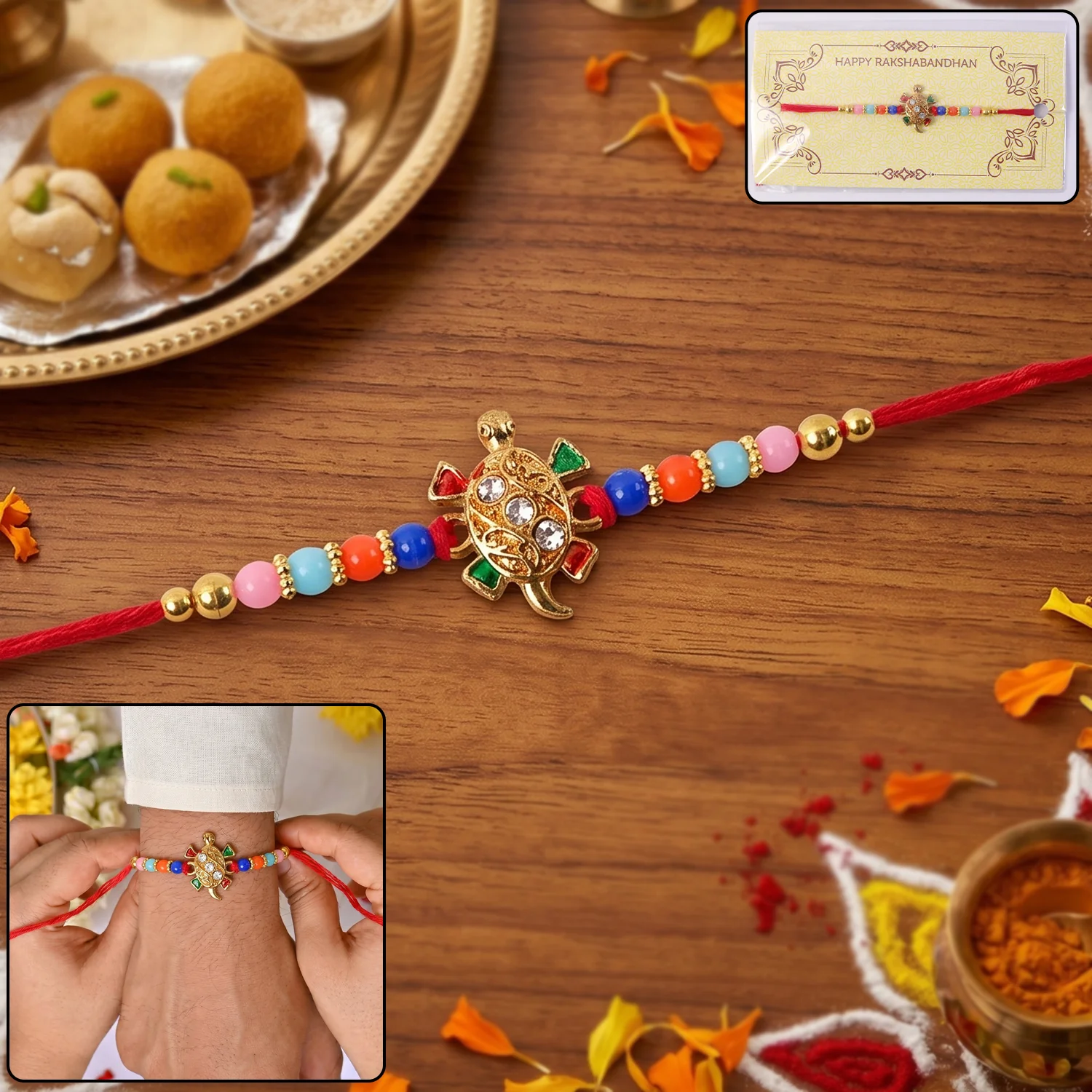 Cute Turtle Design Rakhi (1 Pc) - Image 2