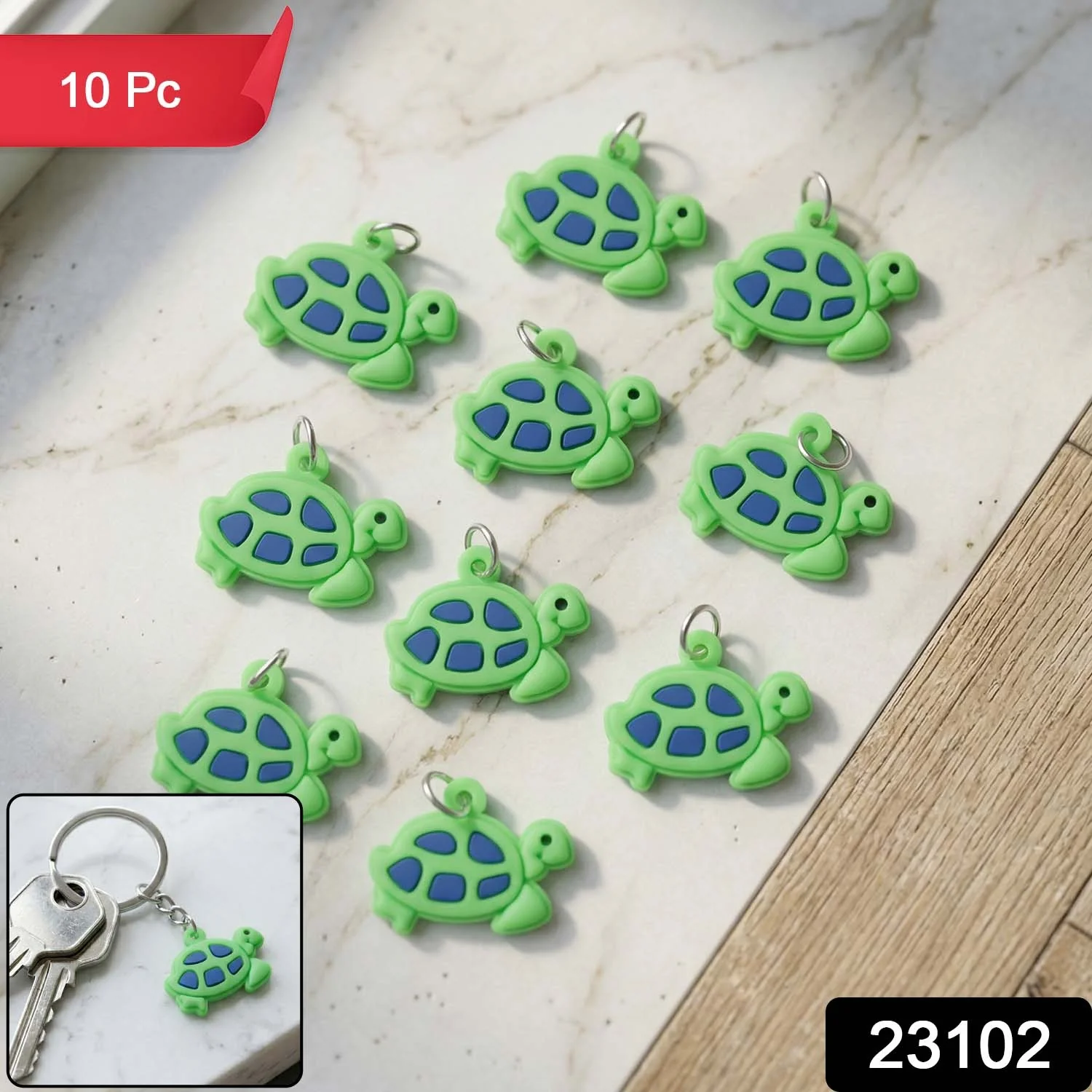 Cute Turtle Shape Bag Charm Keychain Set (10 Pc) - Image 2
