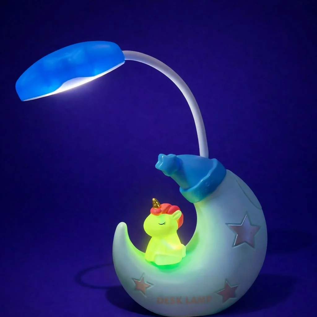 Cute Unicorn Moon Desk Lamp with Built-in Sharpener for Kids - Image 3