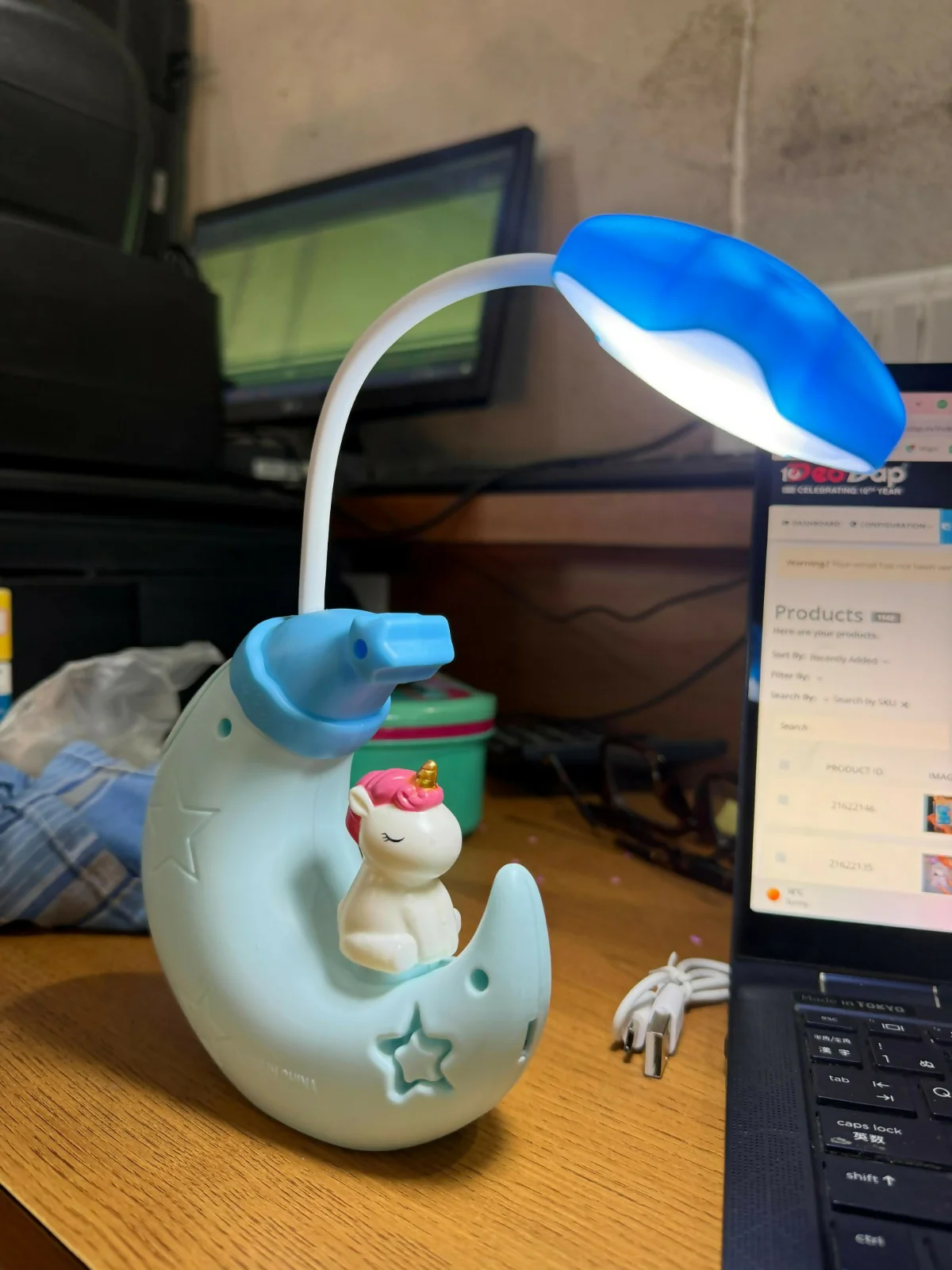 Cute Unicorn Moon Desk Lamp with Built-in Sharpener for Kids - Image 5