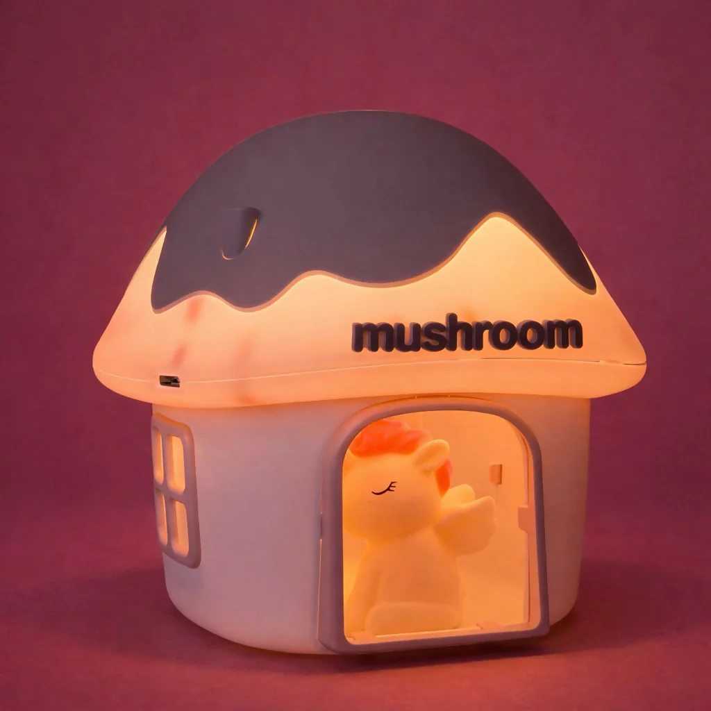 Cute Unicorn Mushroom House LED Night Lamp for Kids Bedroom Desk Decor - Image 2