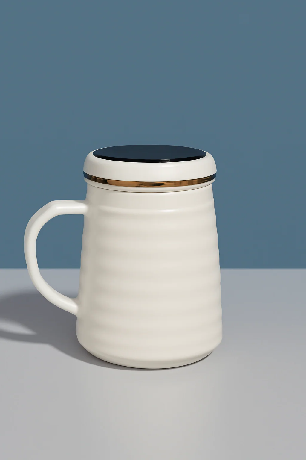 Cute White Ceramic "Hers" Mug with Red Lip Print and Lid - Image 2