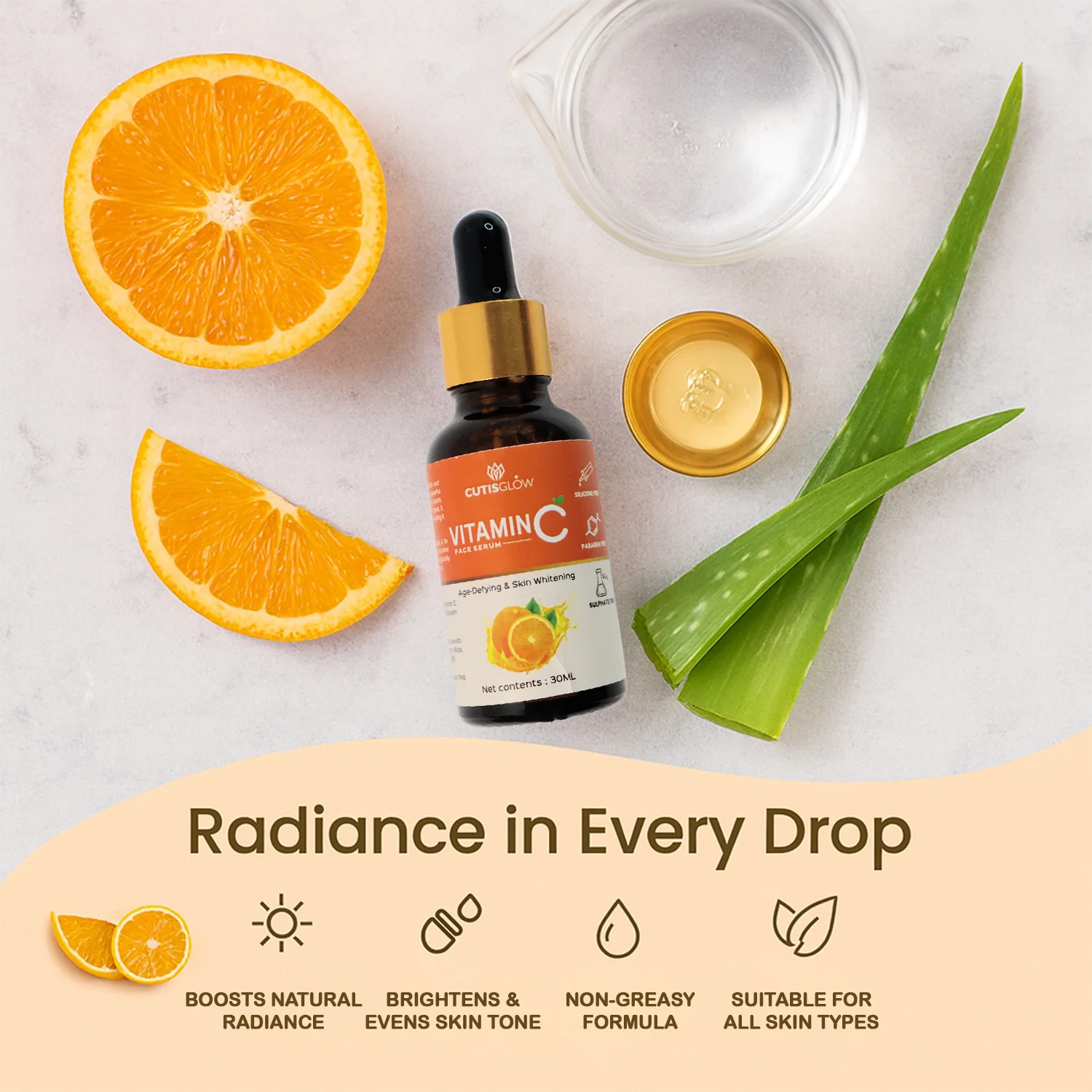 Eyelet CutisGlow Vitamin C Face Serum for Glowing Hydrated Skin 30 ML - Image 2