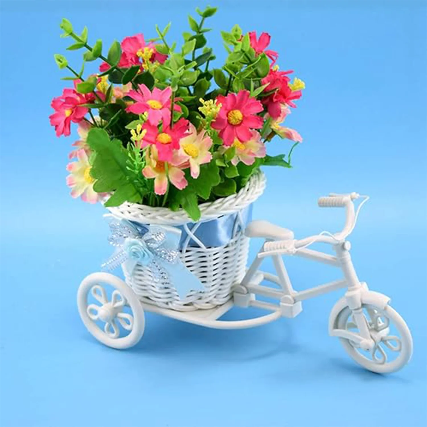 Plastic Cycle Flower vases for Home decor; Bicycle Flower Pot Stand - Image 5
