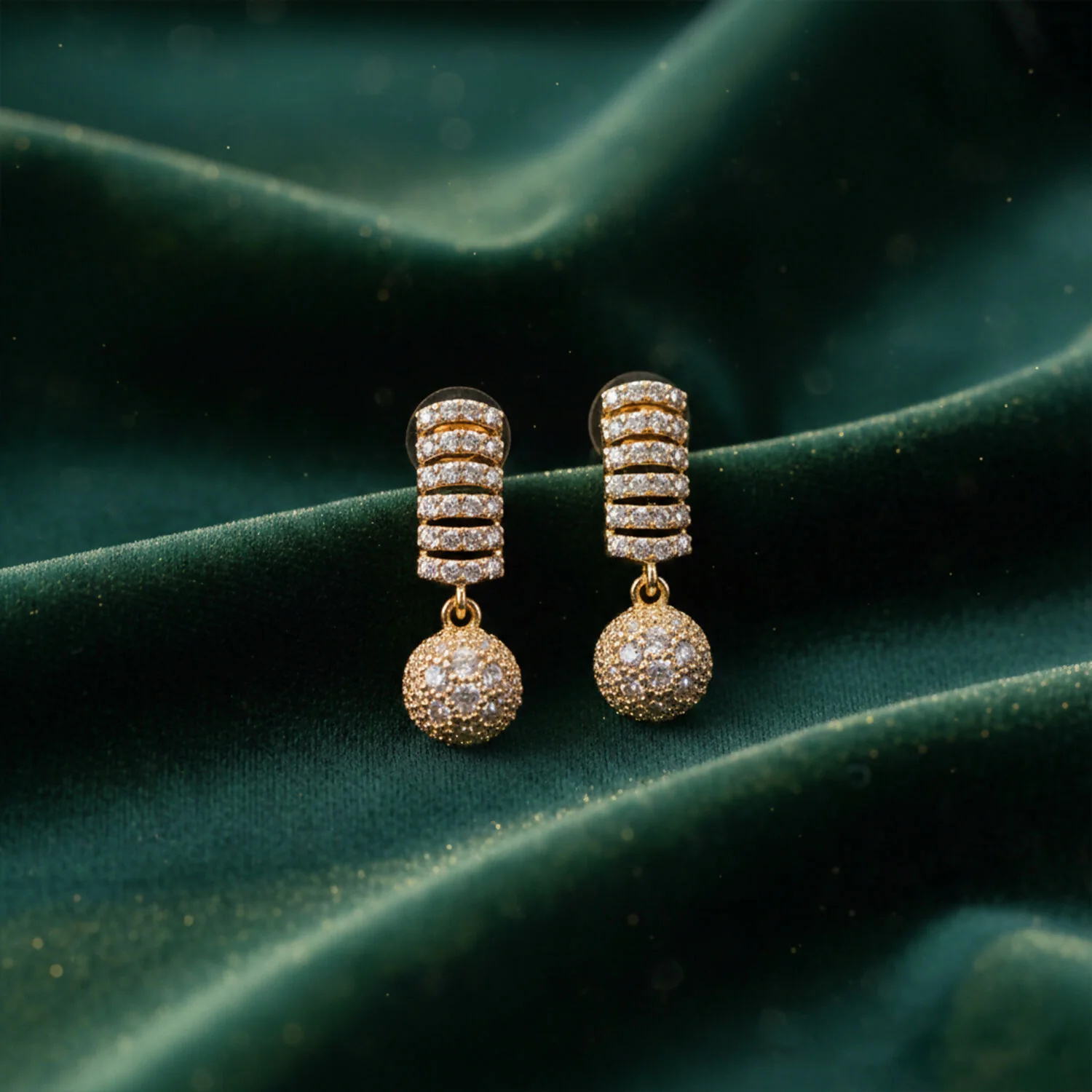 Elegant Gold Finish Stone Stud Drop Earrings for Women – Elegant Party & Festive Wear - Image 2