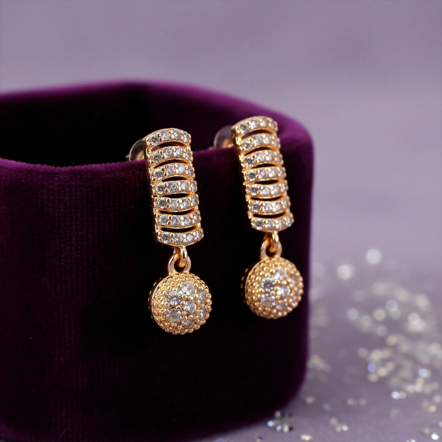 Elegant Gold Finish Stone Stud Drop Earrings for Women – Elegant Party & Festive Wear - Image 3