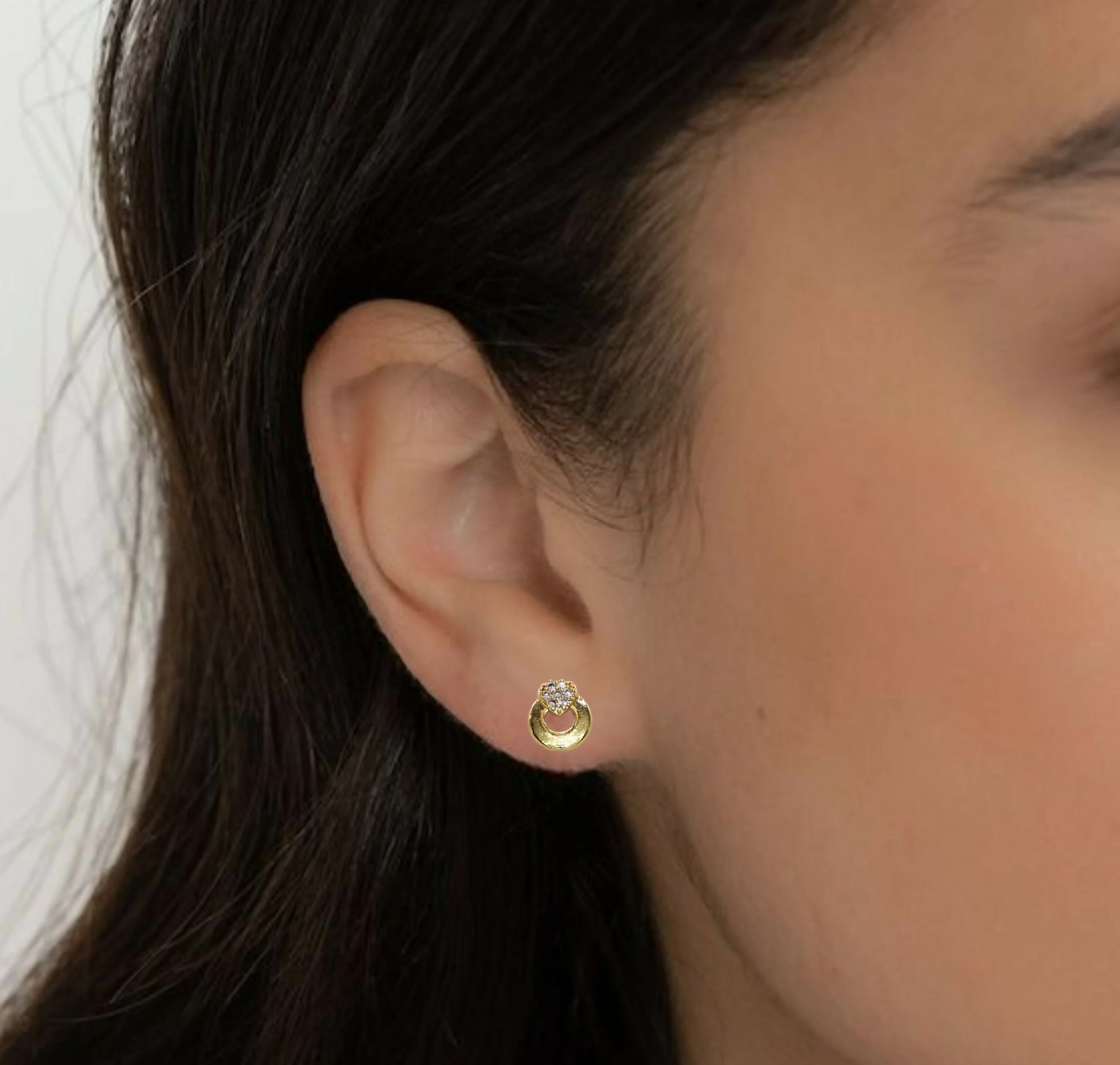 Dainty Diamond & Gold Circle Stud Earrings for Women 7 Girls - Image 2