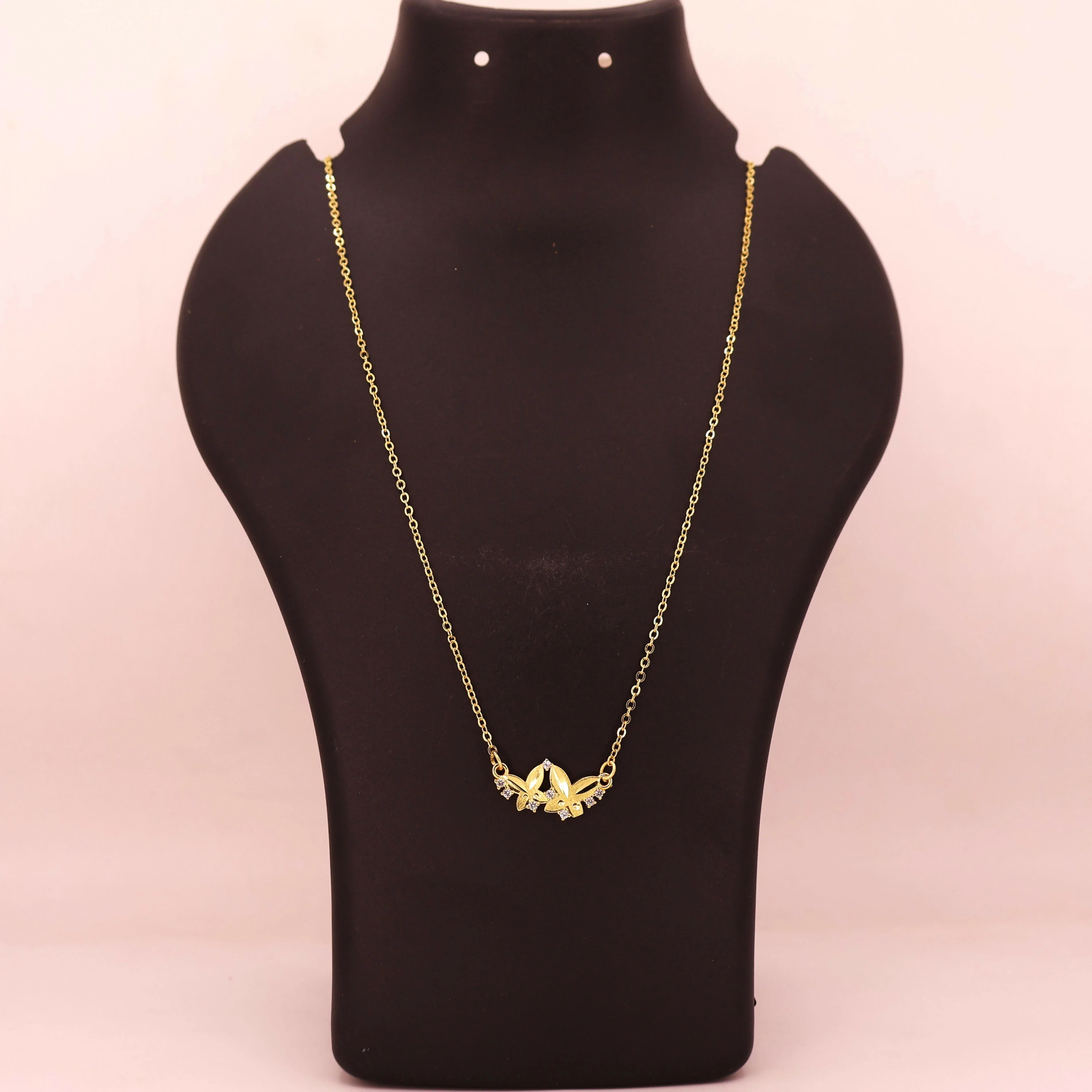 Dainty Double Butterfly AD Gold-Plated Necklace For women and girls - Image 4
