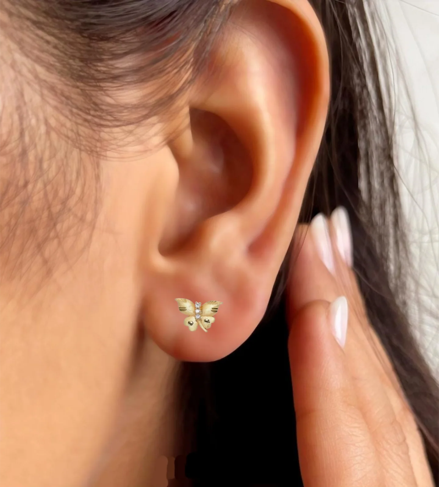 Dainty Gold Butterfly Stud Earrings with AD for women and girls - Image 4