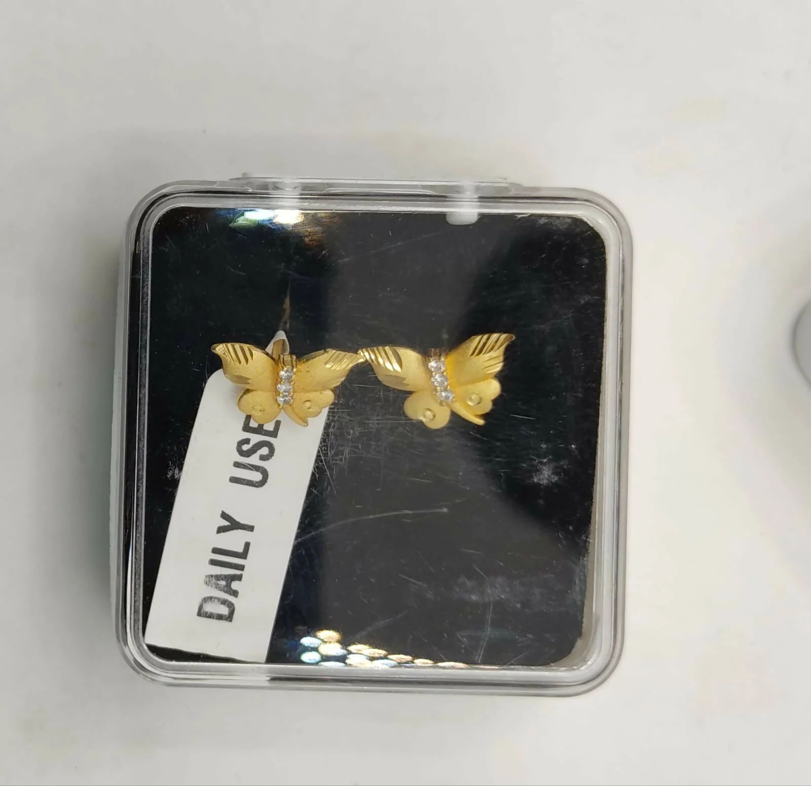 Dainty Gold Butterfly Stud Earrings with AD for women and girls - Image 5