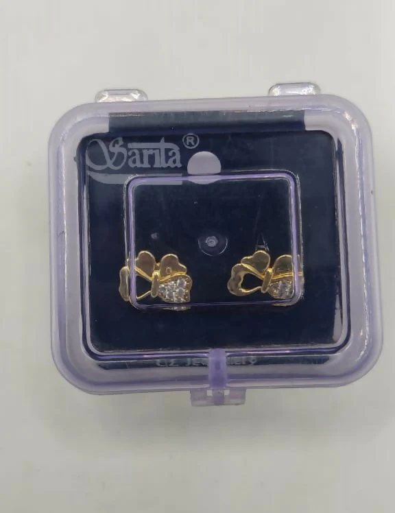 Dainty Gold Plated Butterfly Stud Earrings with AD for women & girls - Image 5