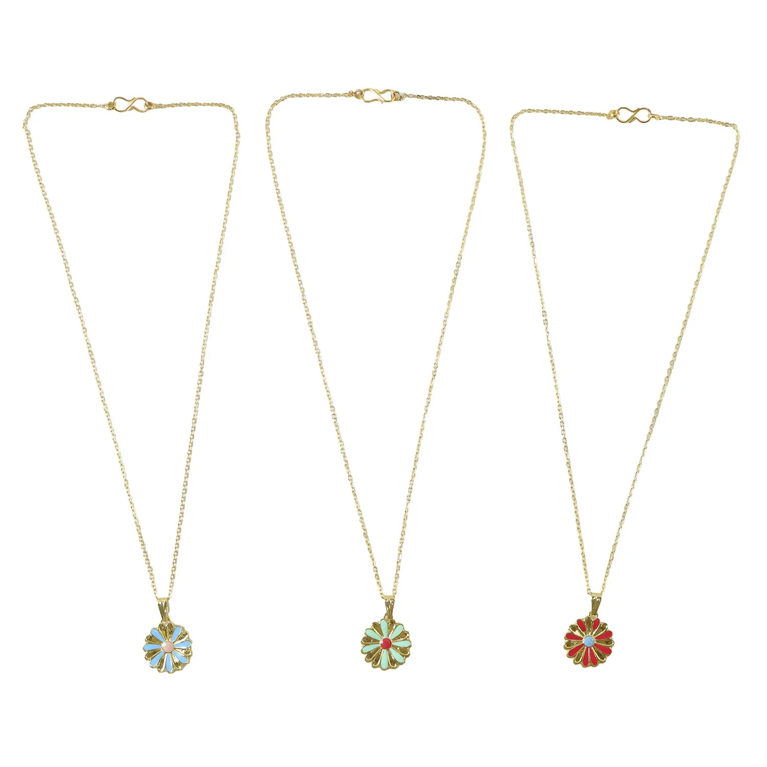 Daisy Flower Gold Pendant Necklaces with Colorful Enamel - Image 5