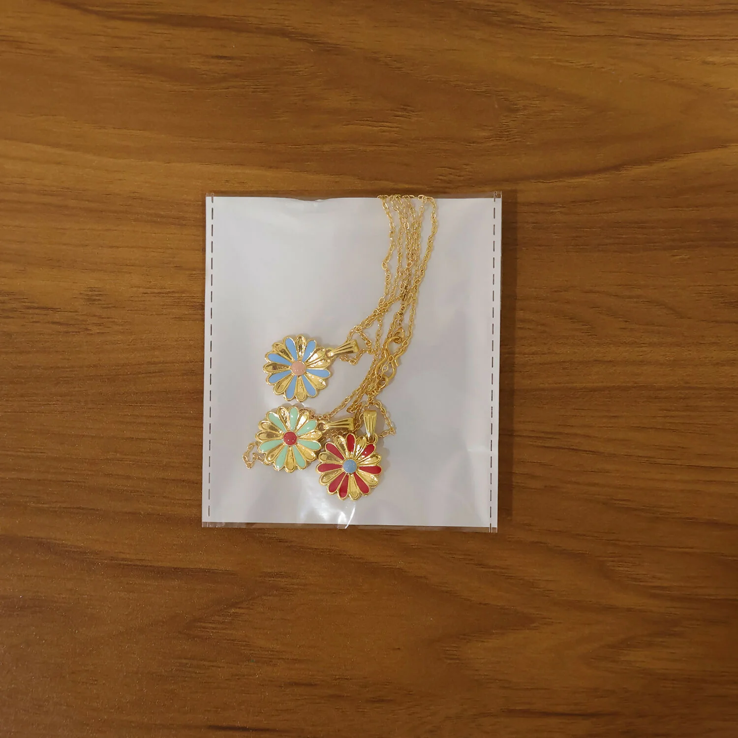 Daisy Flower Gold Pendant Necklaces with Colorful Enamel - Image 6