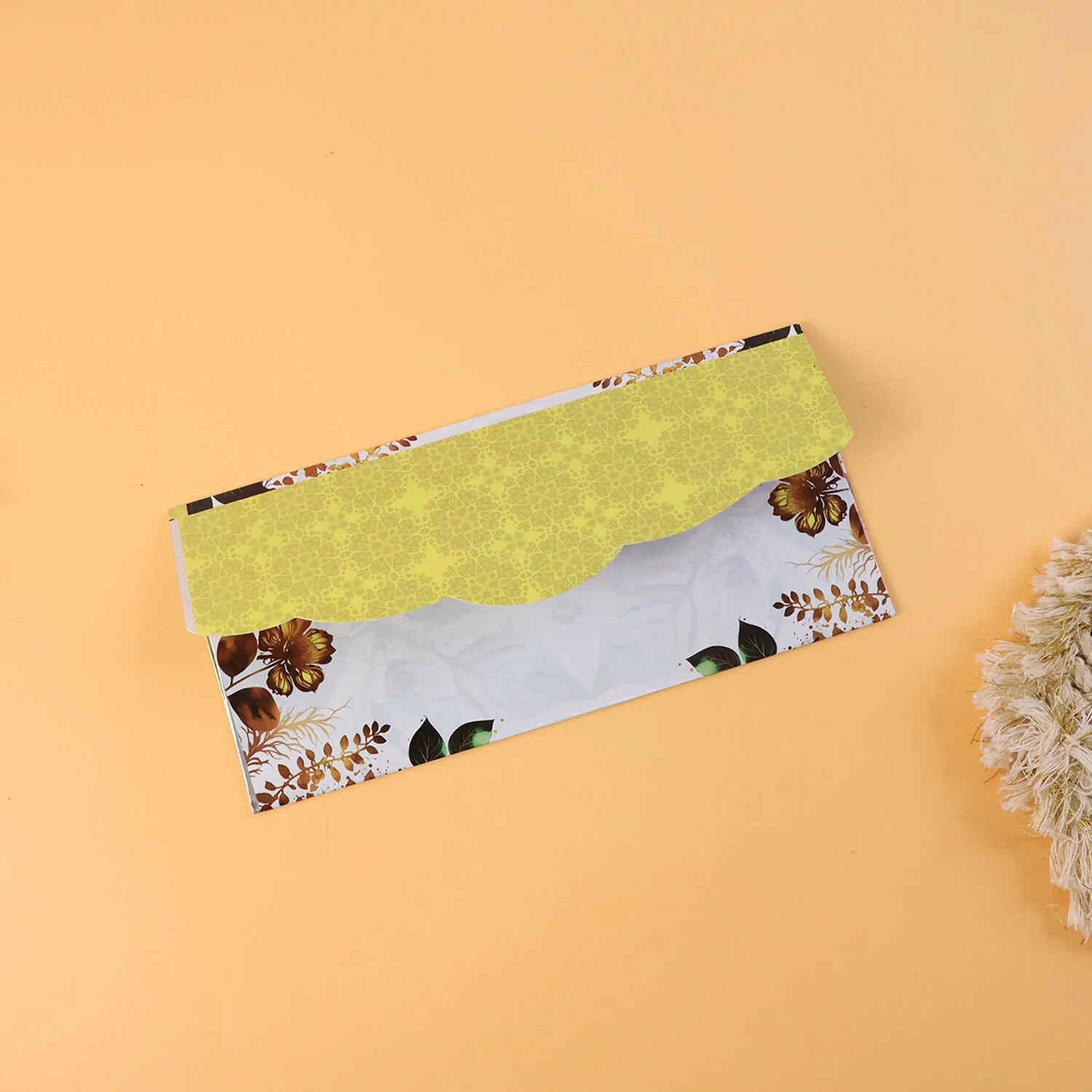 Decorative A4 Size Gift & Money Envelopes with Floral Leaf Pattern – Pack of 10 Pcs - Image 3