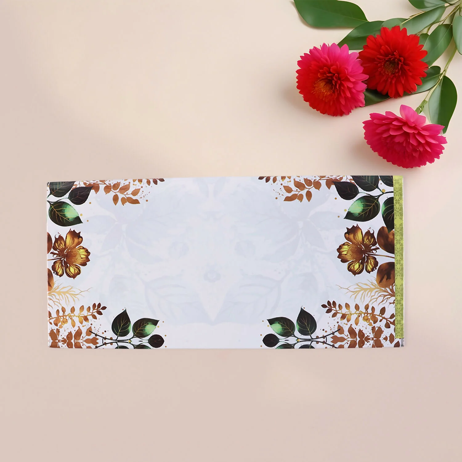Decorative A4 Size Gift & Money Envelopes with Floral Leaf Pattern – Pack of 10 Pcs - Image 4