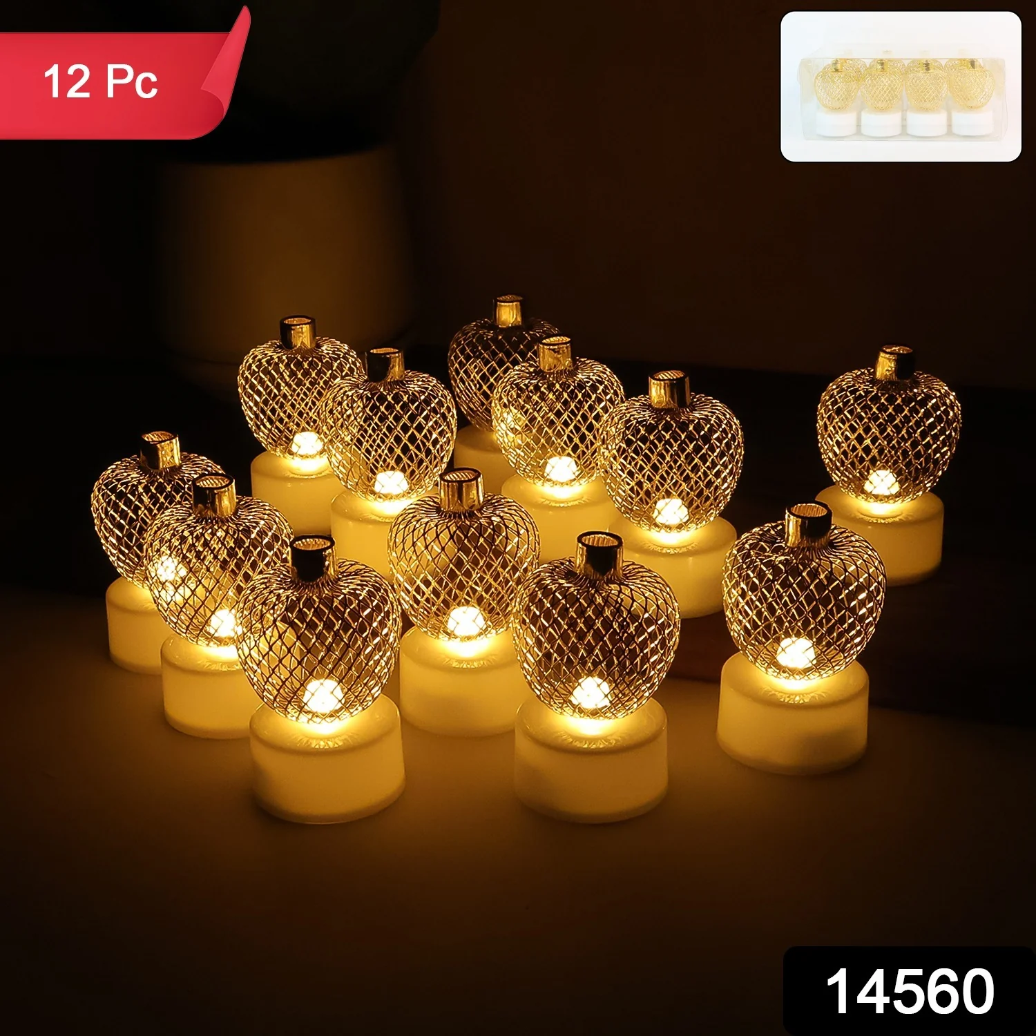 Decorative Apple Shape LED Tealight Candles (12 Pc) - Image 2
