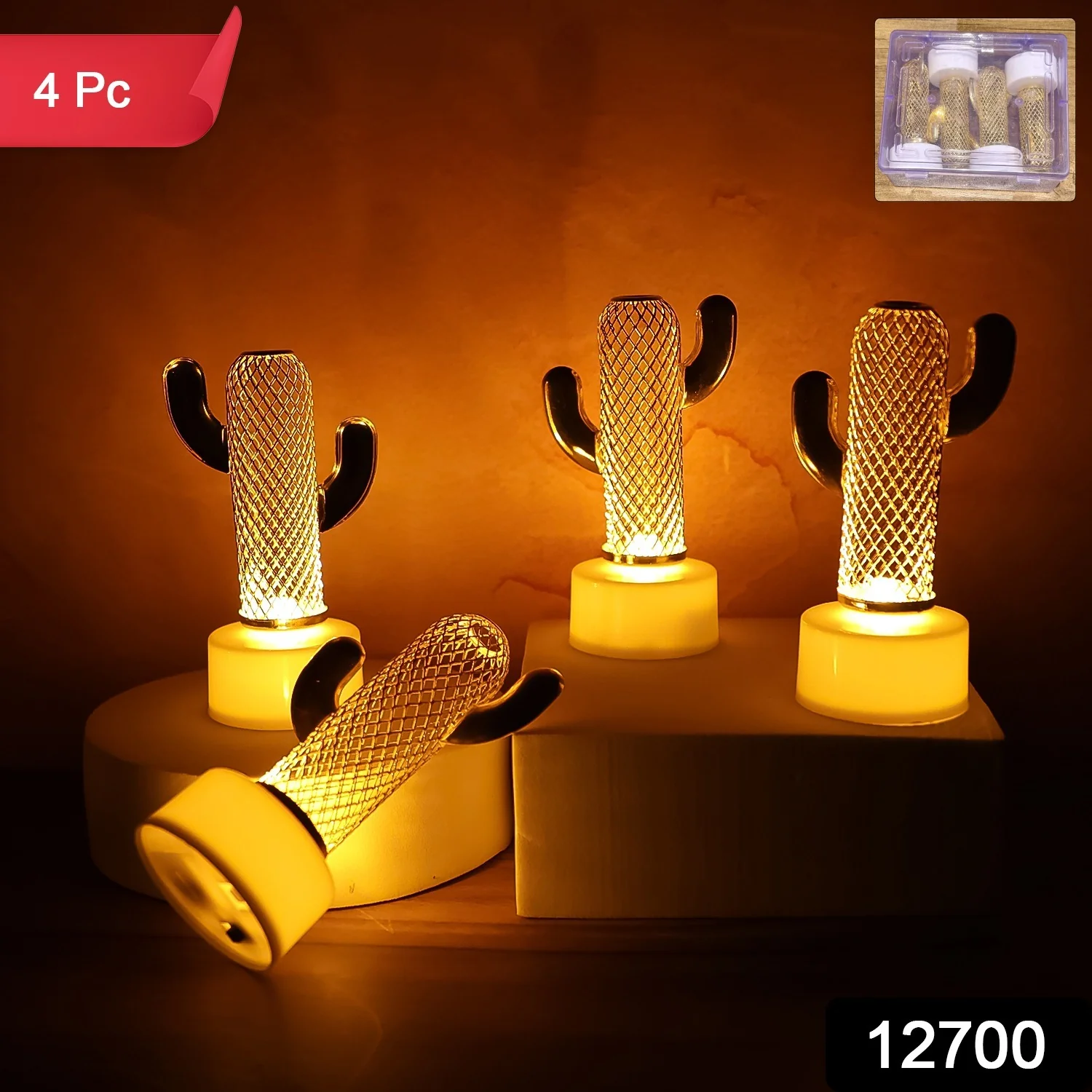 Decorative Cactus Shaped Flameless LED Candles (4 Pc) - Image 2