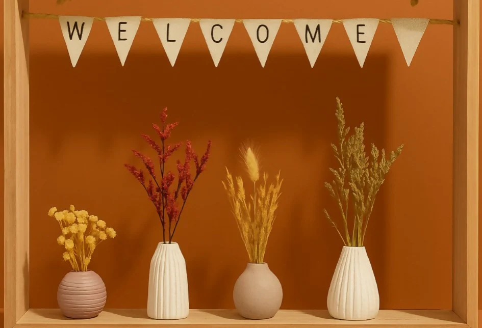 Decorative Ceramic Vases with Artificial Dried Flowers  for Home - Image 3