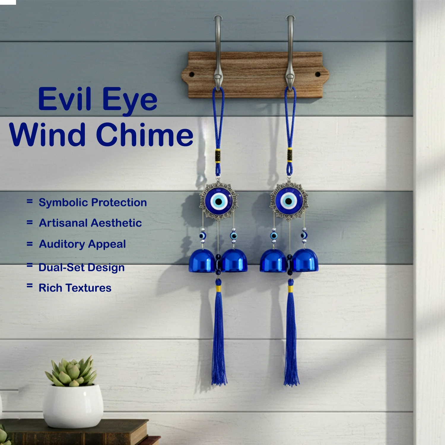 Decorative Evil Eye Hanging Wind Chime Set (2 Pc Set) - Image 4