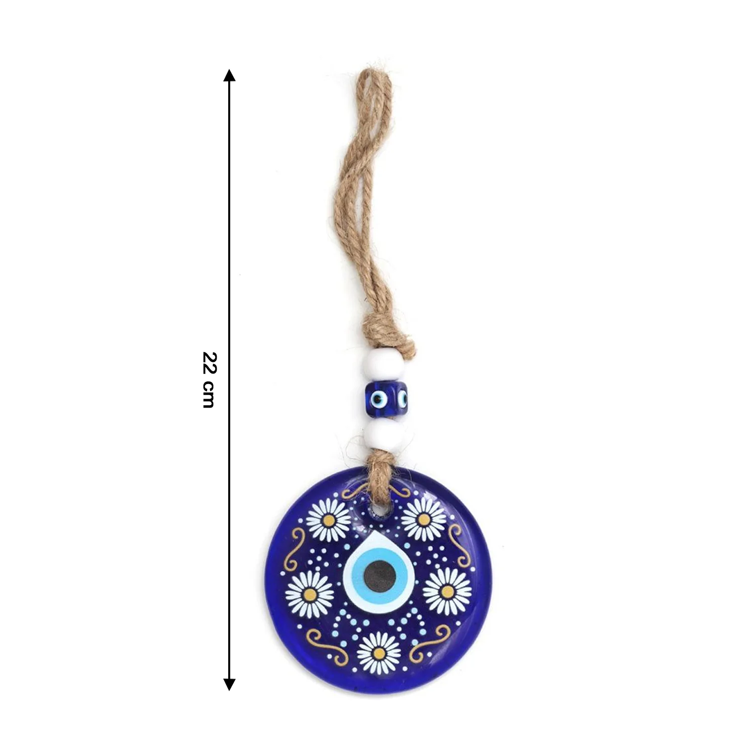 Decorative Evil Eye Wall Hanging Nazar Protector Charm with Beads, Wind Chime (1 Pc) - Image 3