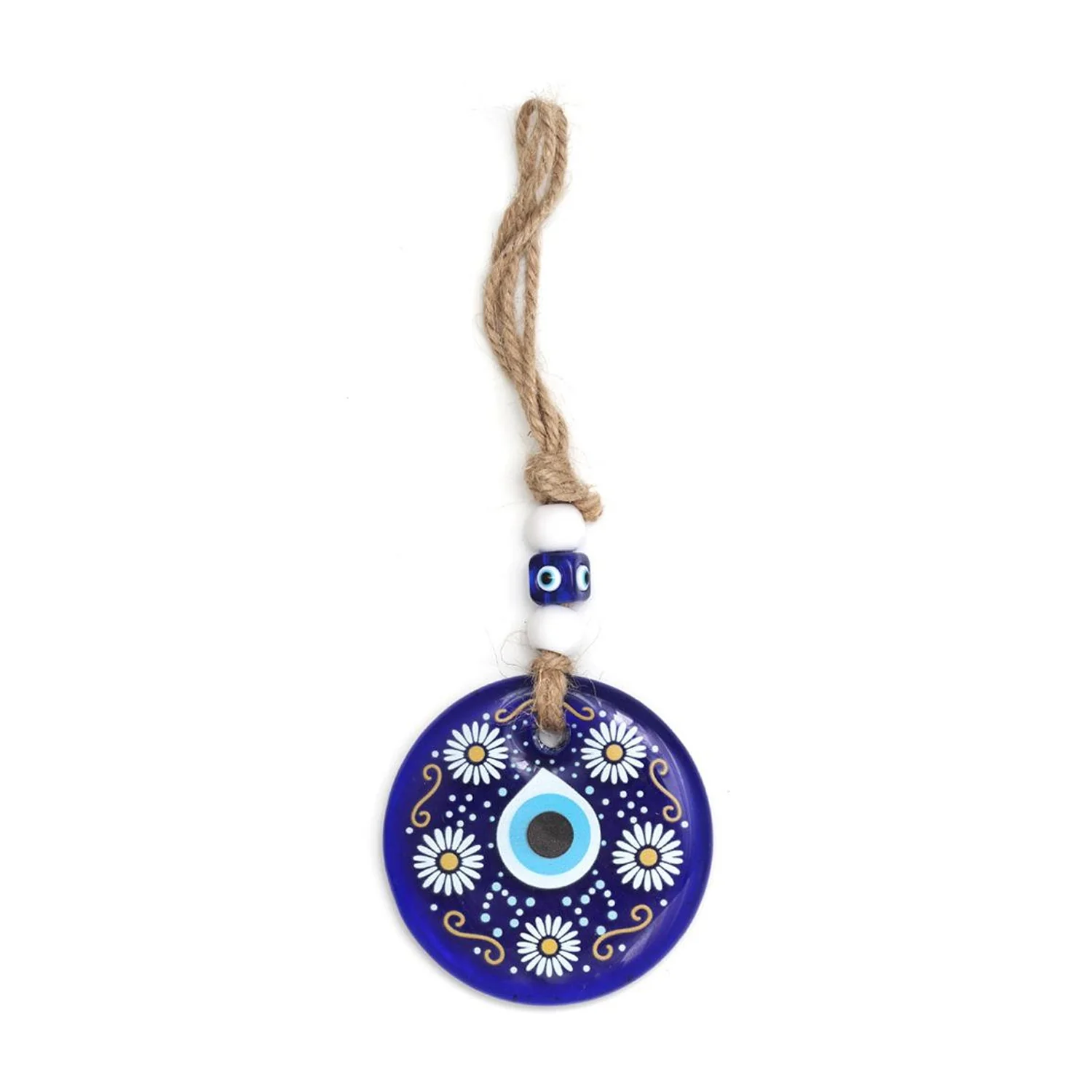 Decorative Evil Eye Wall Hanging Nazar Protector Charm with Beads, Wind Chime (1 Pc) - Image 5