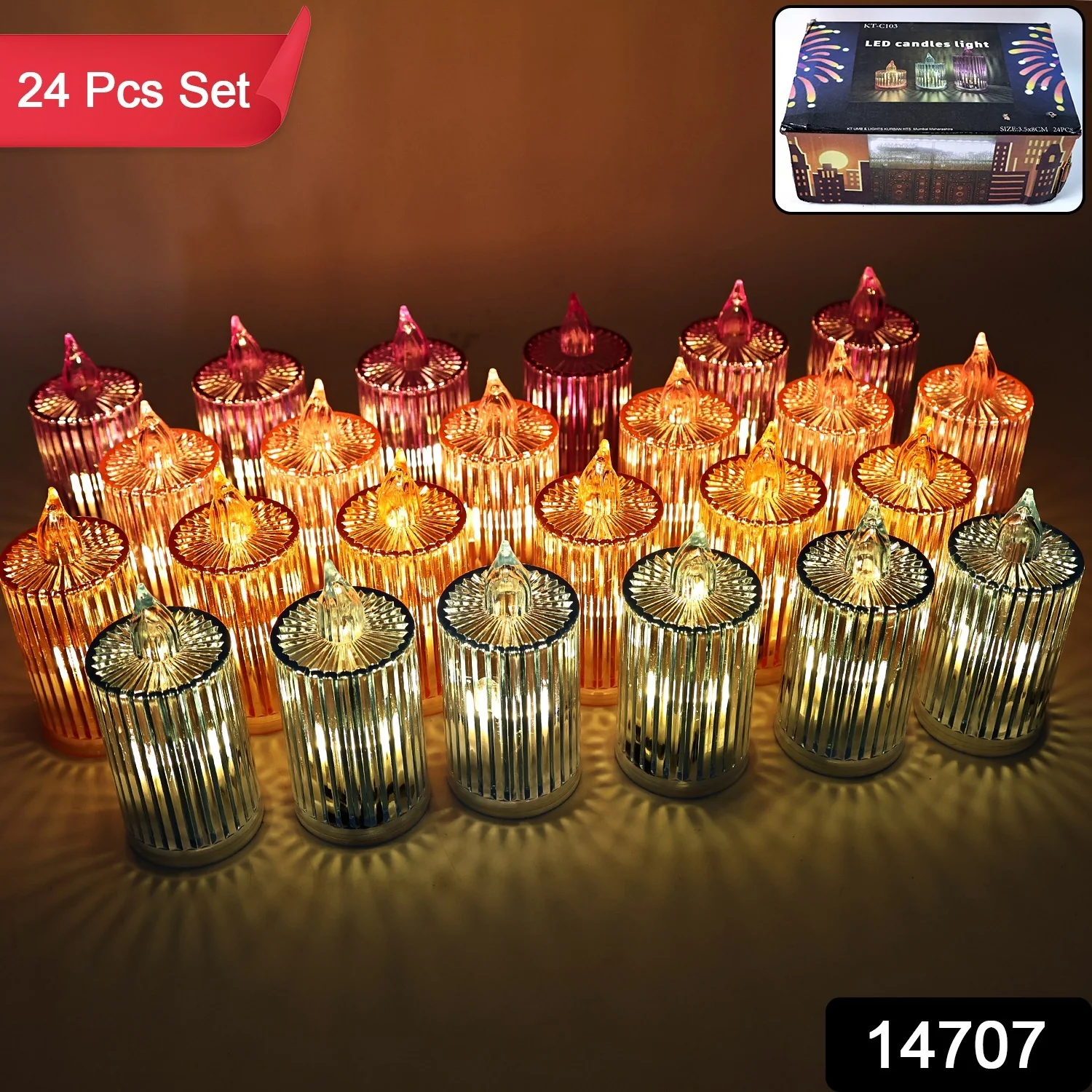 Decorative Flameless Electronic LED Candle Light Set (24 Pc) - Image 2