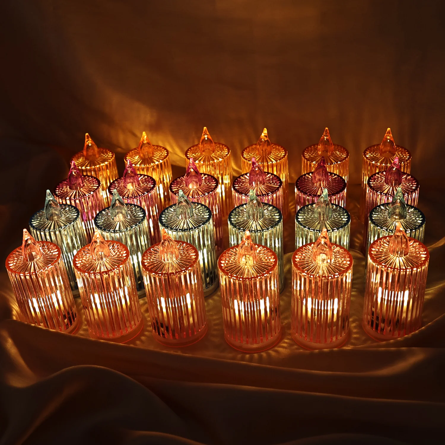 Decorative Flameless Electronic LED Candle Light Set (24 Pc) - Image 4