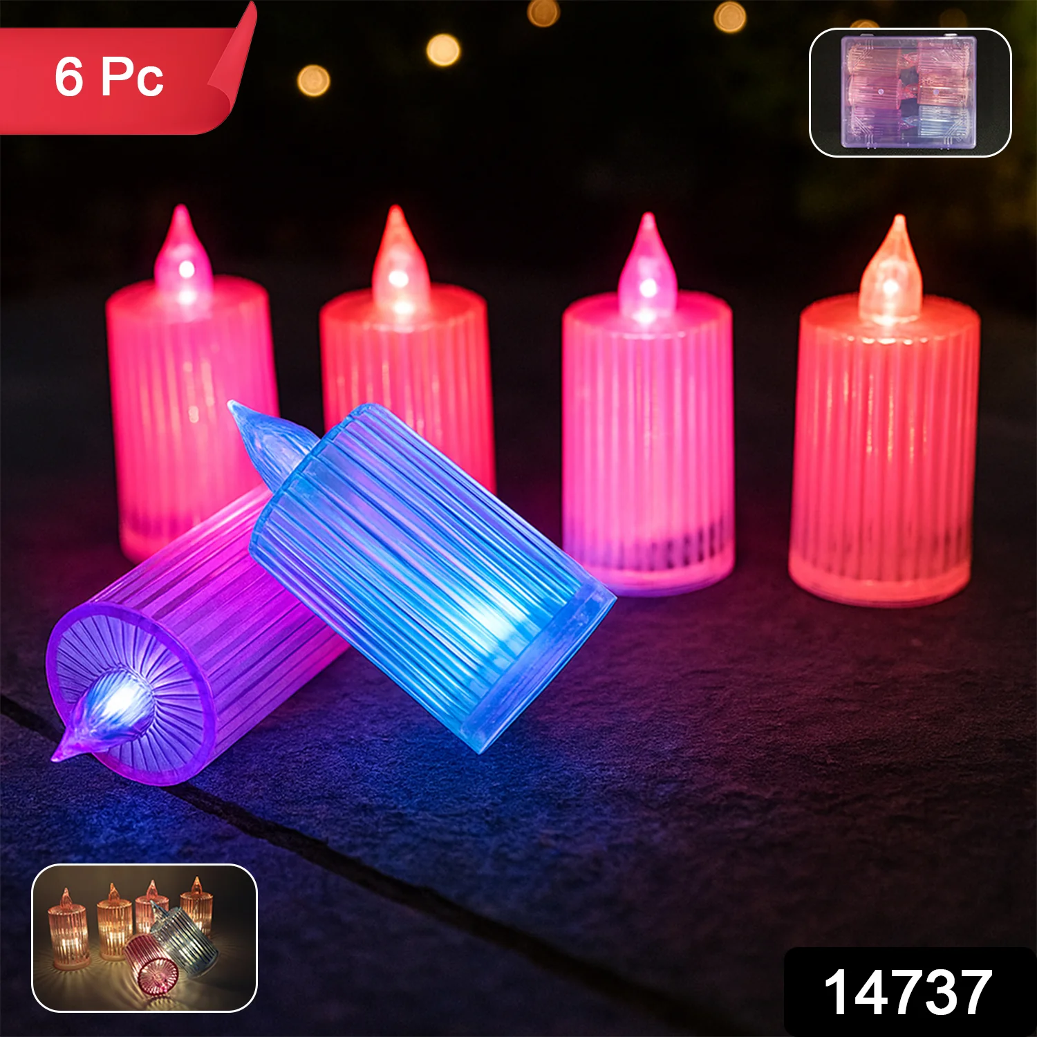 Decorative Flameless Electronic LED Candle Light Set (6 Pc) - Image 2