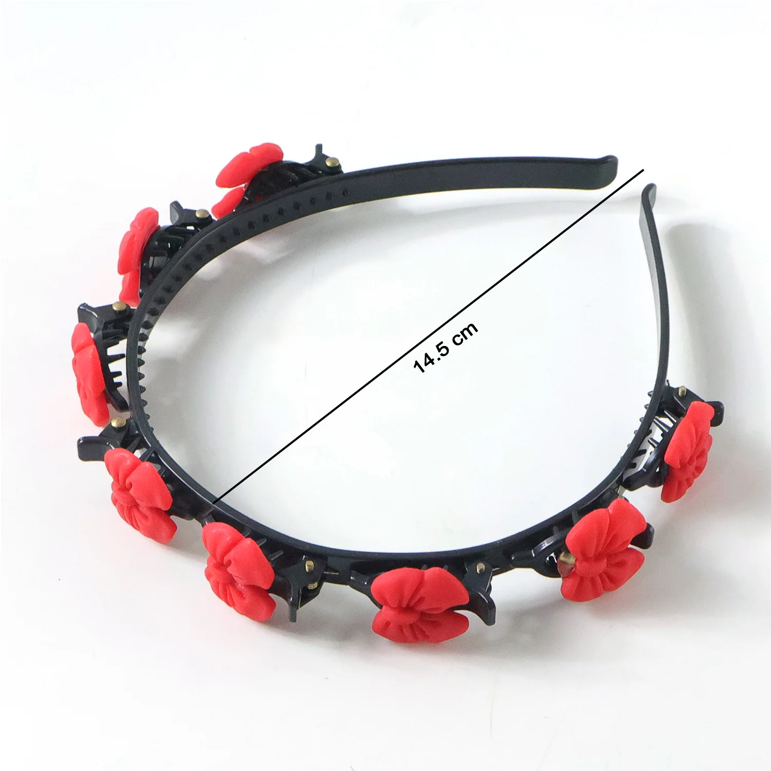 Decorative Floral Headband with Built In Mini Claw Clips Hair Band 1 Pc - Image 6