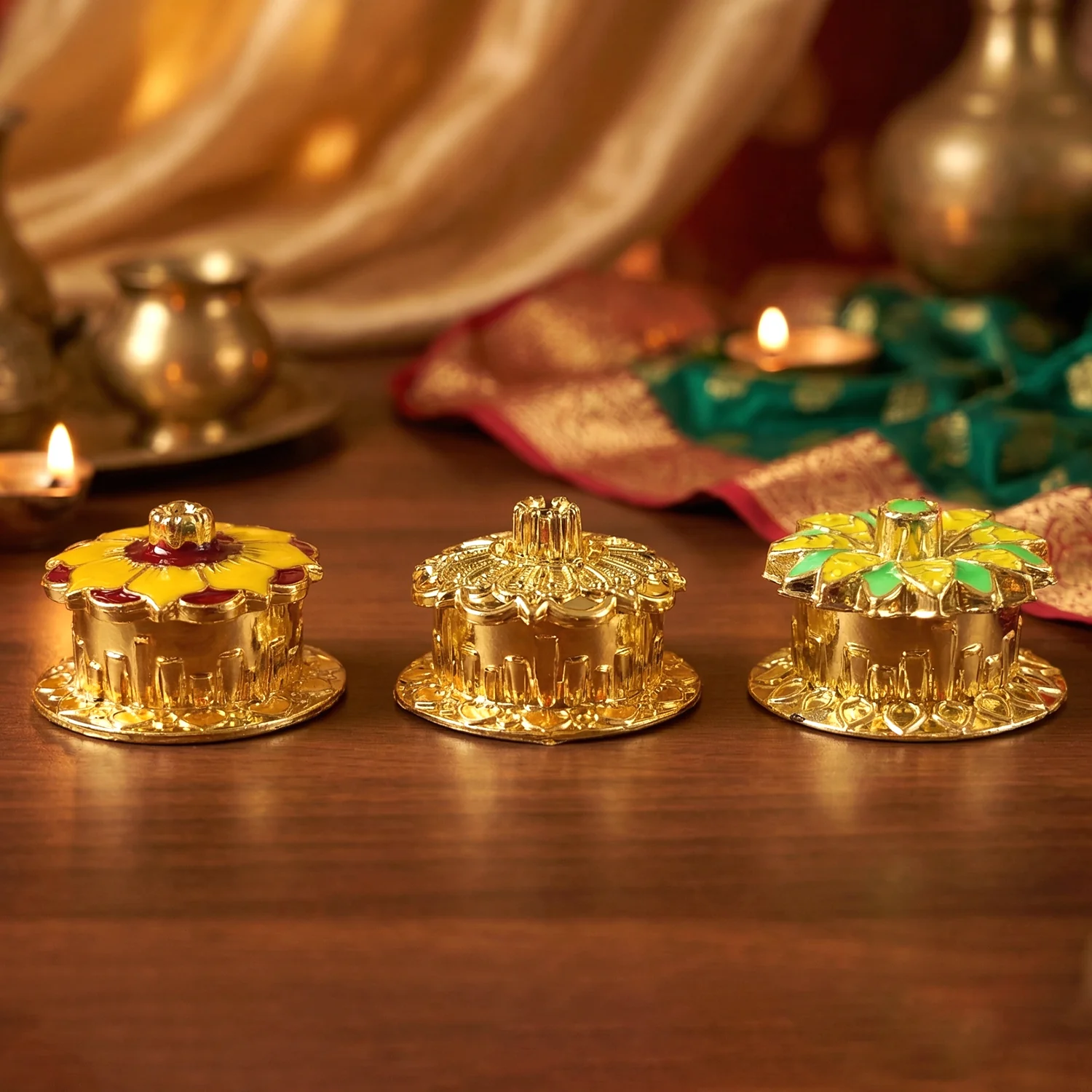 Decorative Golden Kankavati (1 Pc, Mix Design) - Image 3